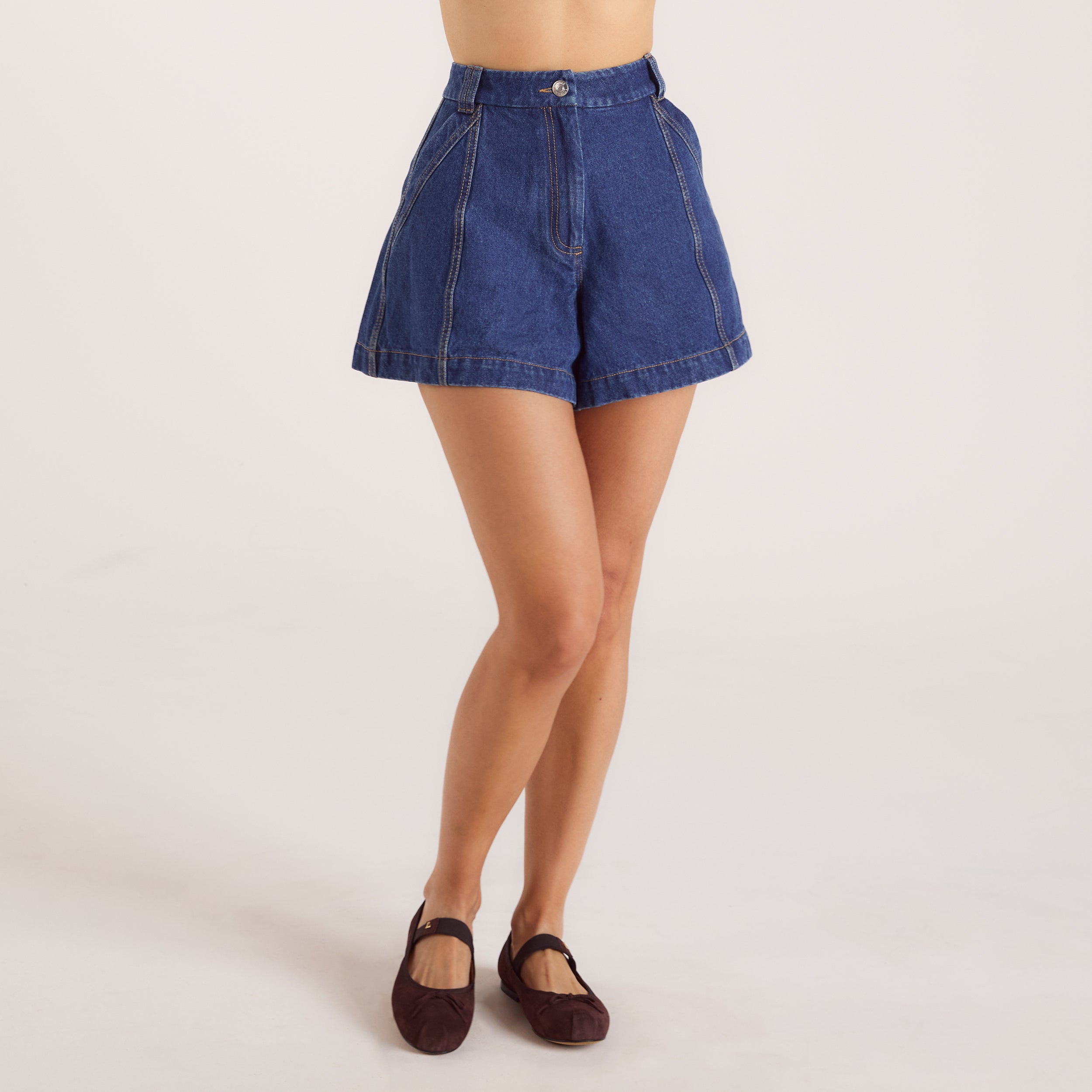 Jeansshorts mit Weitem Saum | Jeansshorts mit Weitem Saum - Blau