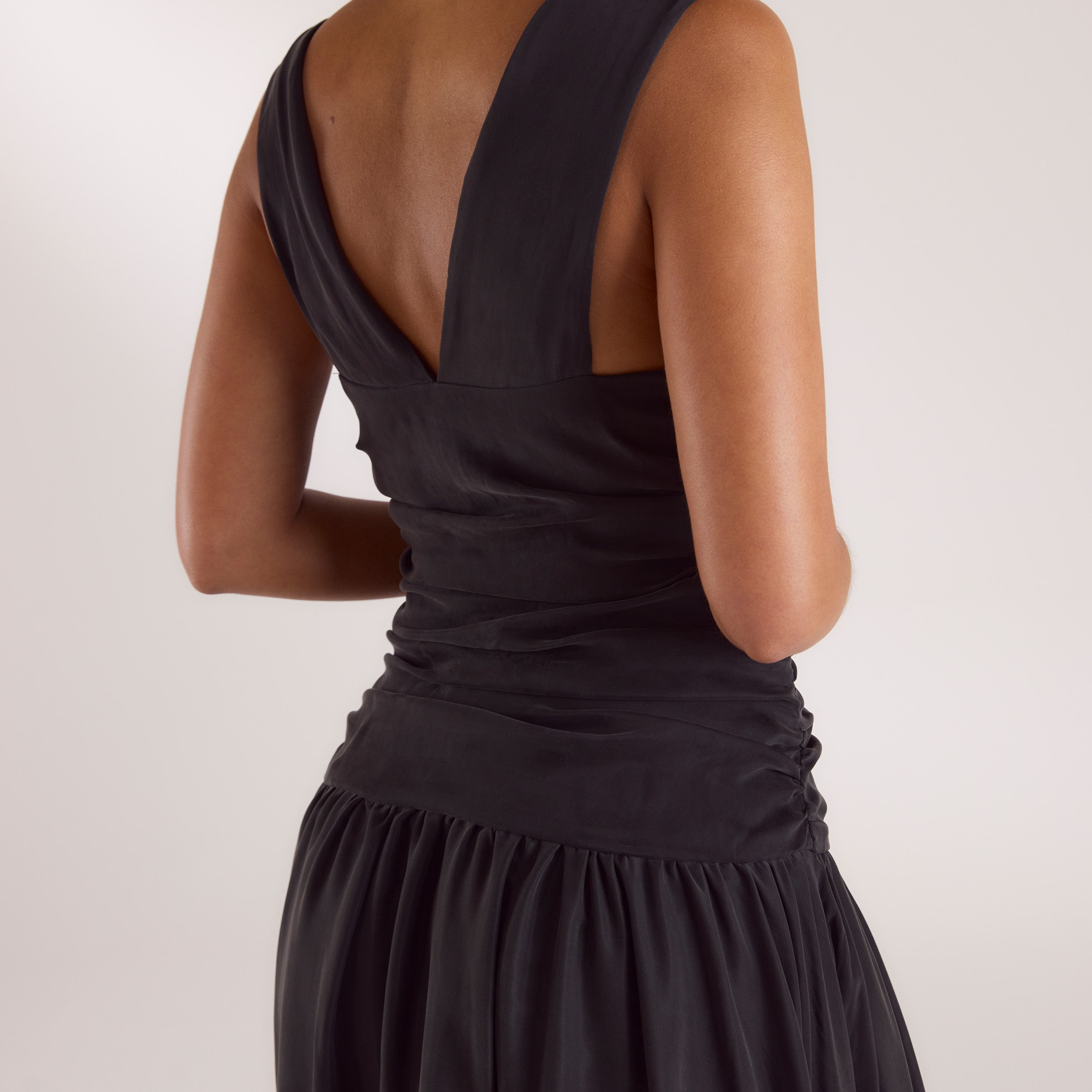 Cupro Blend Maxikleid | Cupro Blend Maxikleid - Schwarz