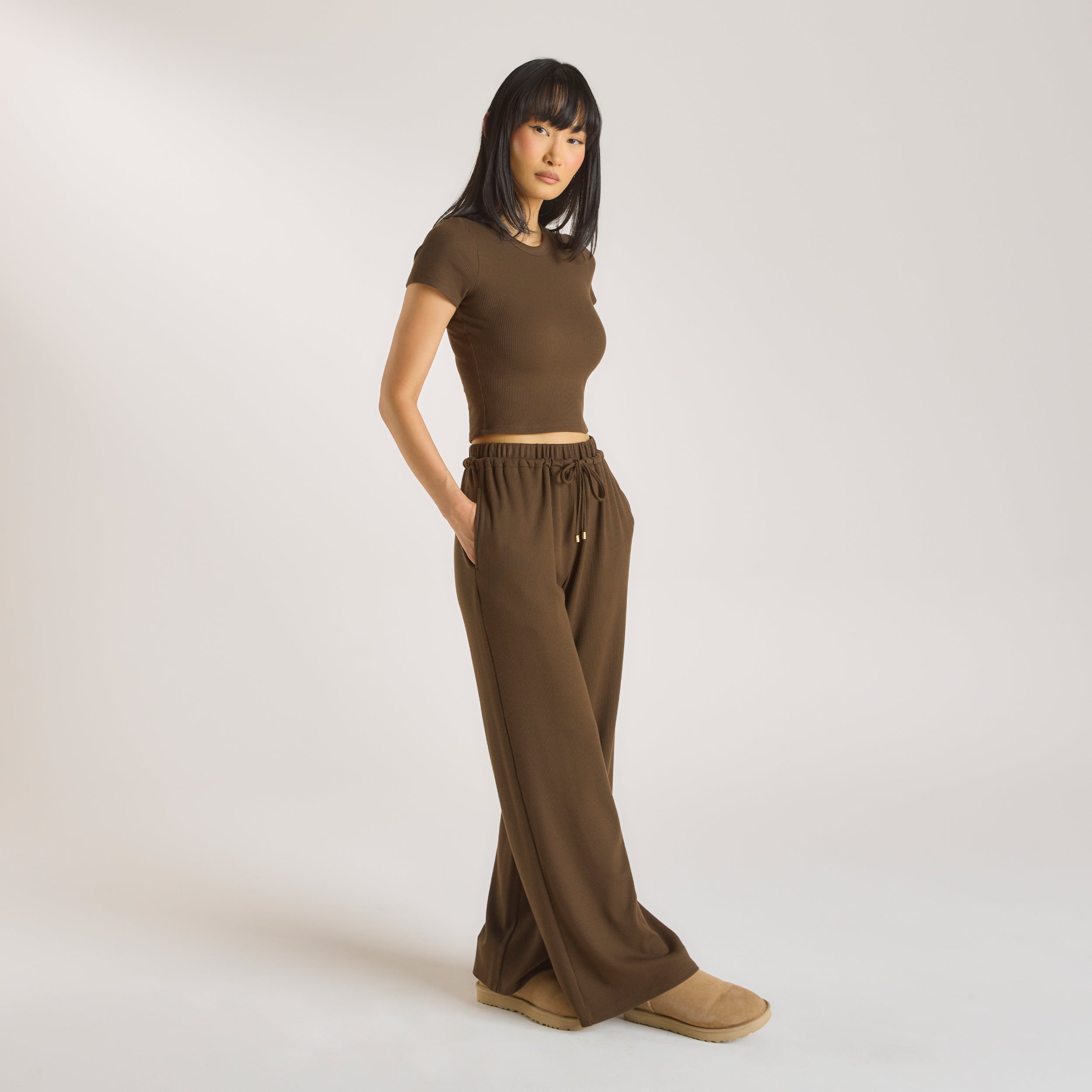 Waffle Weite Hose | Waffle Weite Hose - Schokolade