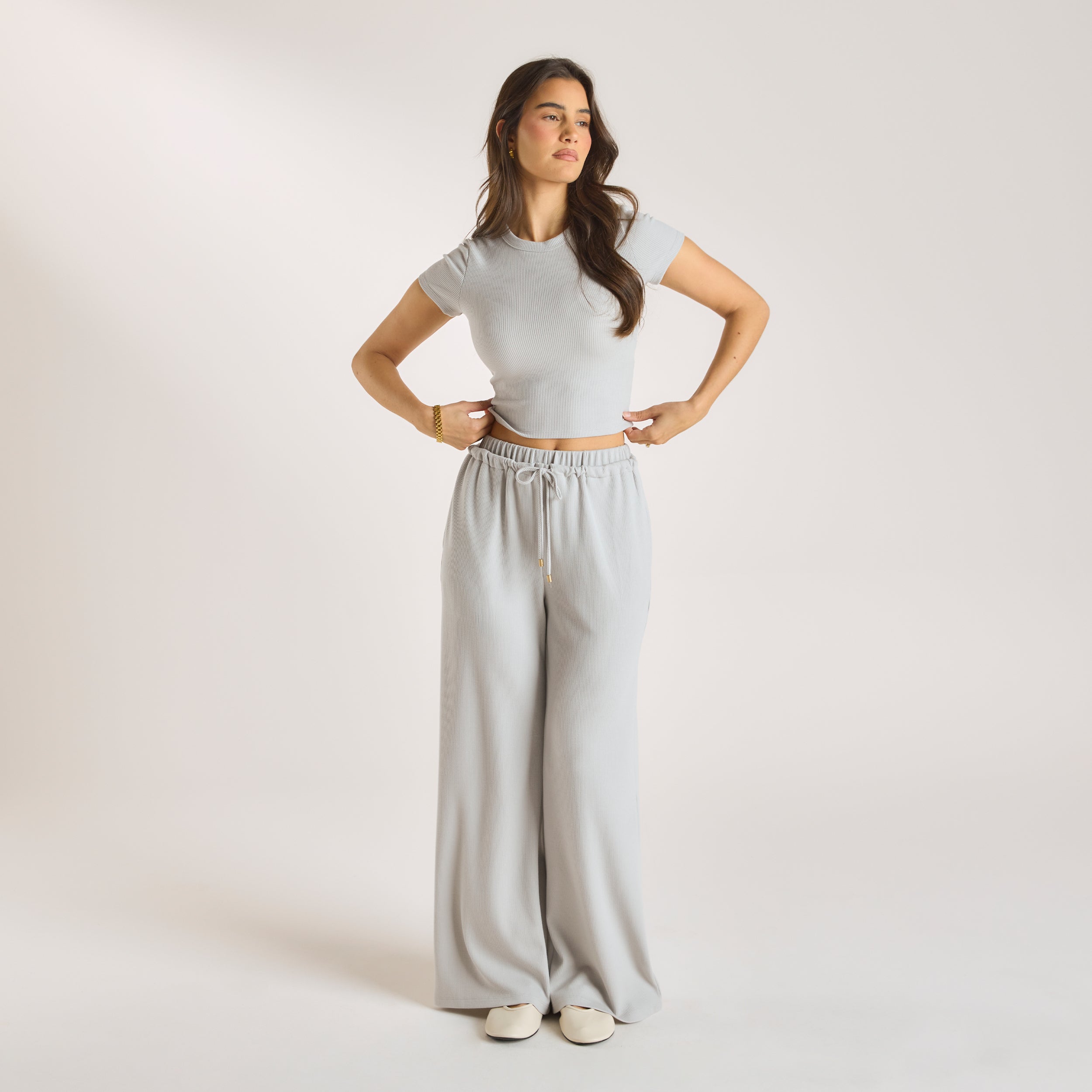 Waffle Baby Fit T-Shirt | Waffle Baby Fit T-Shirt - Eisgrau