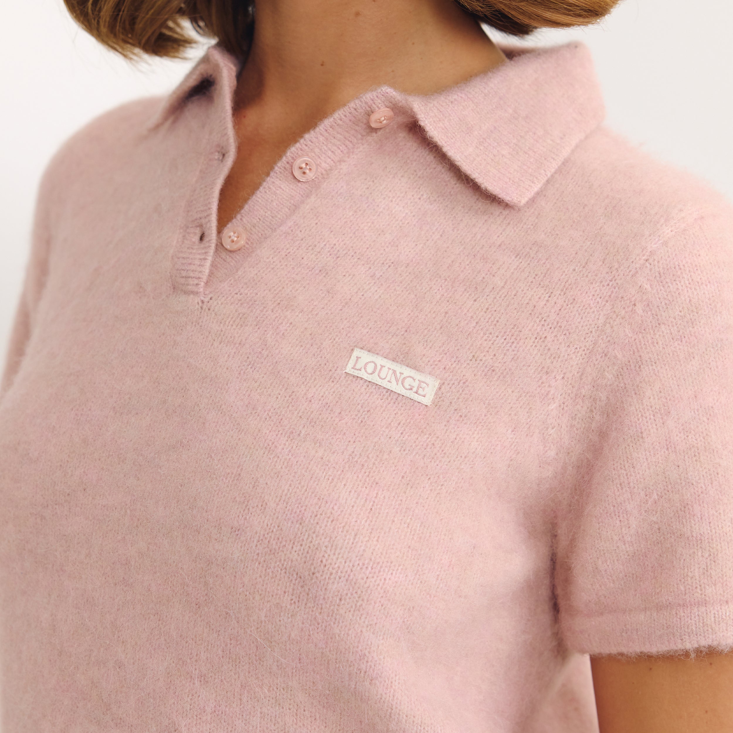 Gestrickter Poloshirt | Gestrickter Poloshirt - Rosa