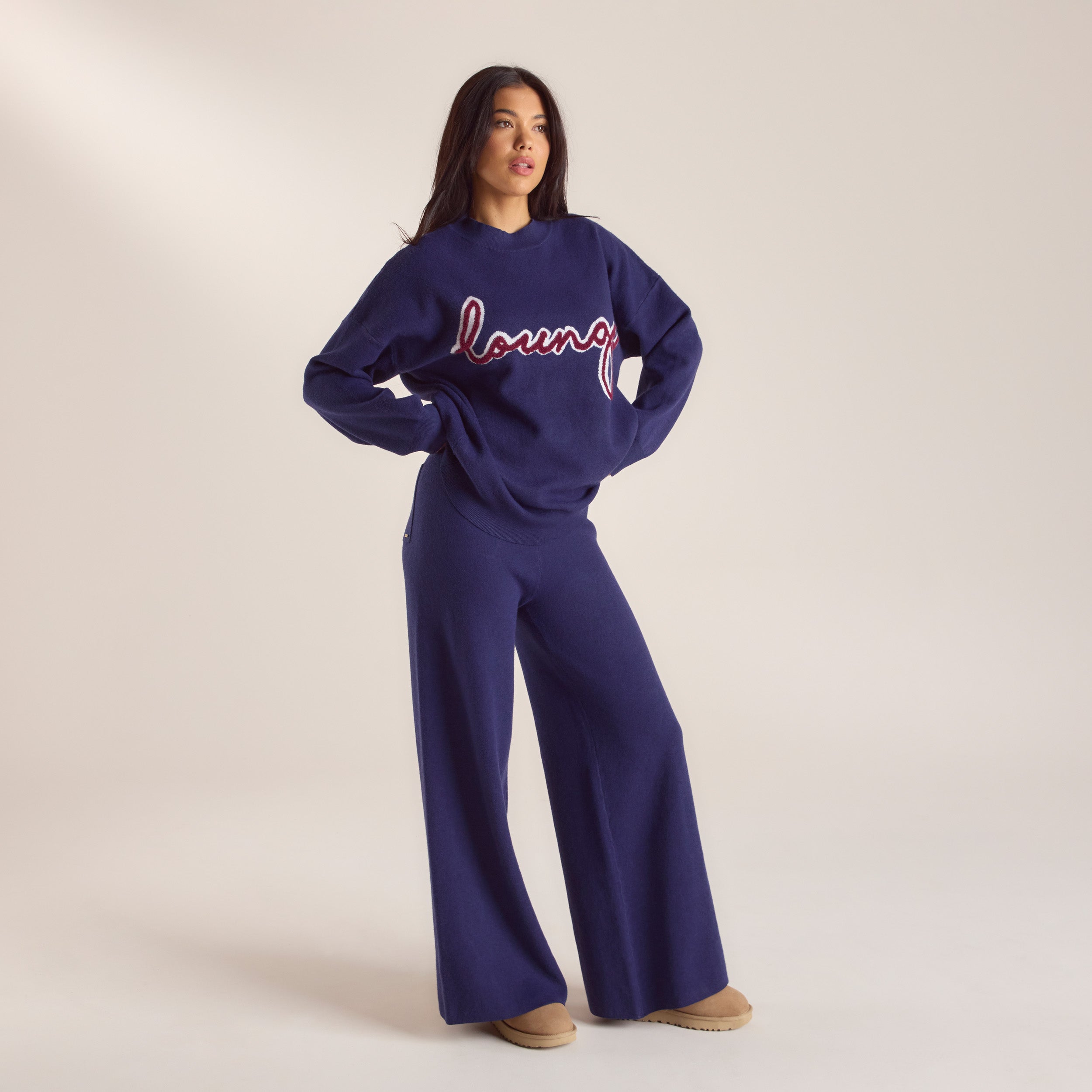 Logo Strick-Pullover | Logo Strick-Pullover - Marineblau