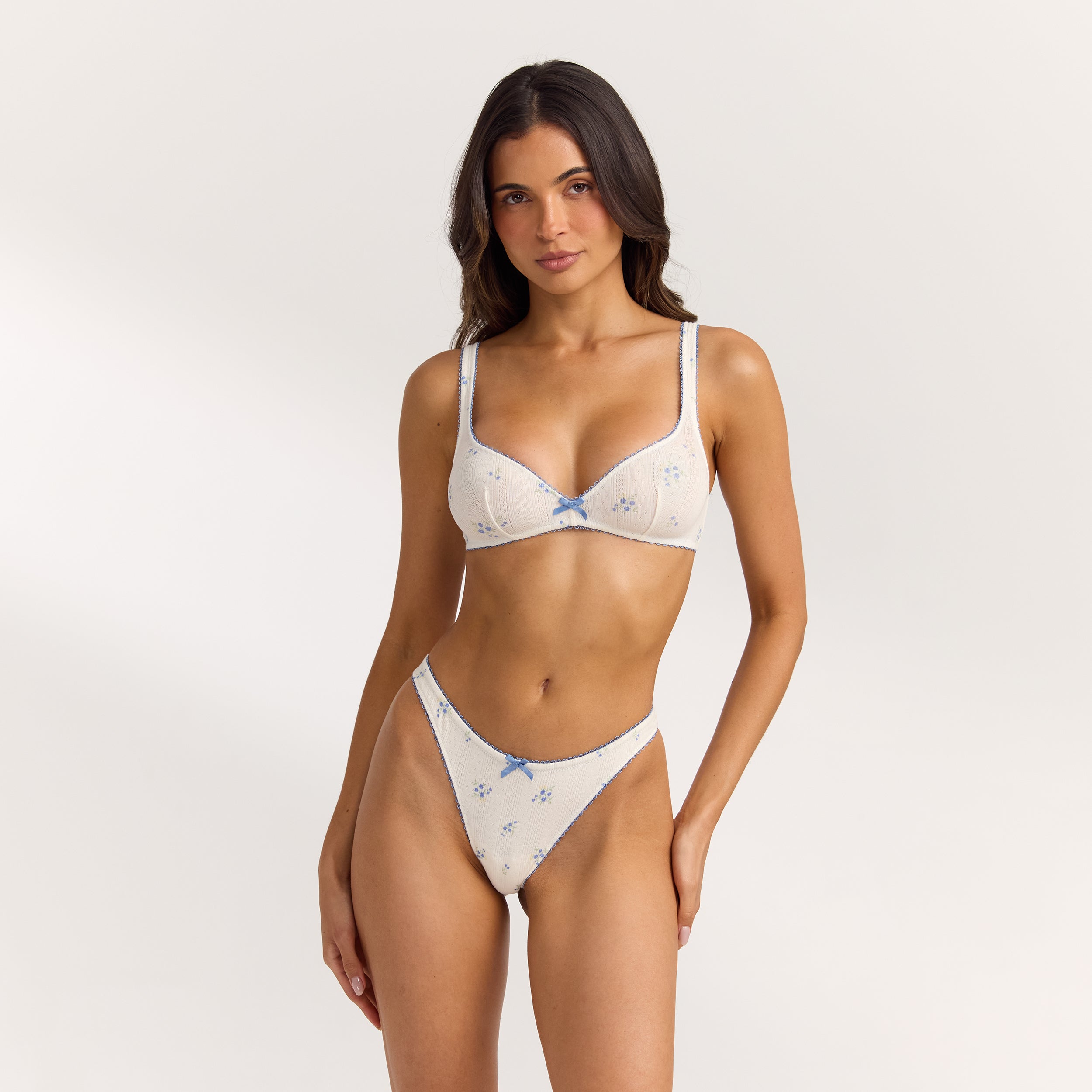 Pointelle Bralette | Pointelle Bralette - Florales Muster