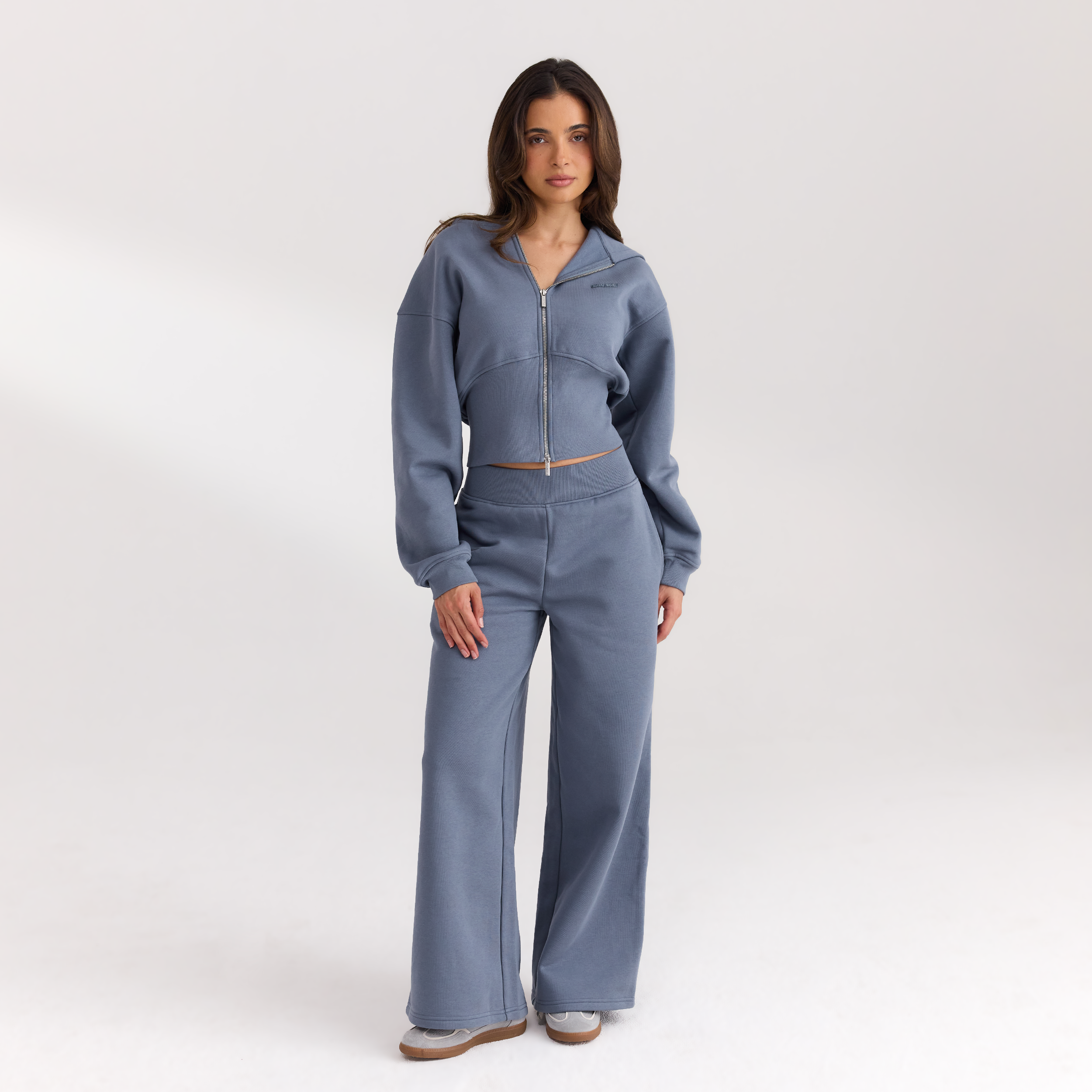 Taillierte Zip-Up Hoodie | Taillierte Zip-Up Hoodie - Schieferblau