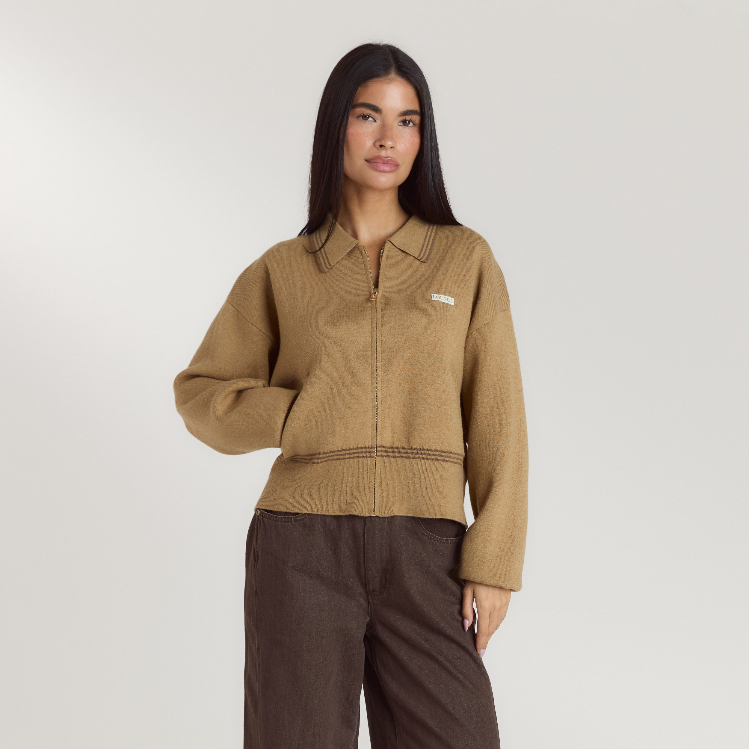 Strickjacke | Strickjacke - Hellbraun