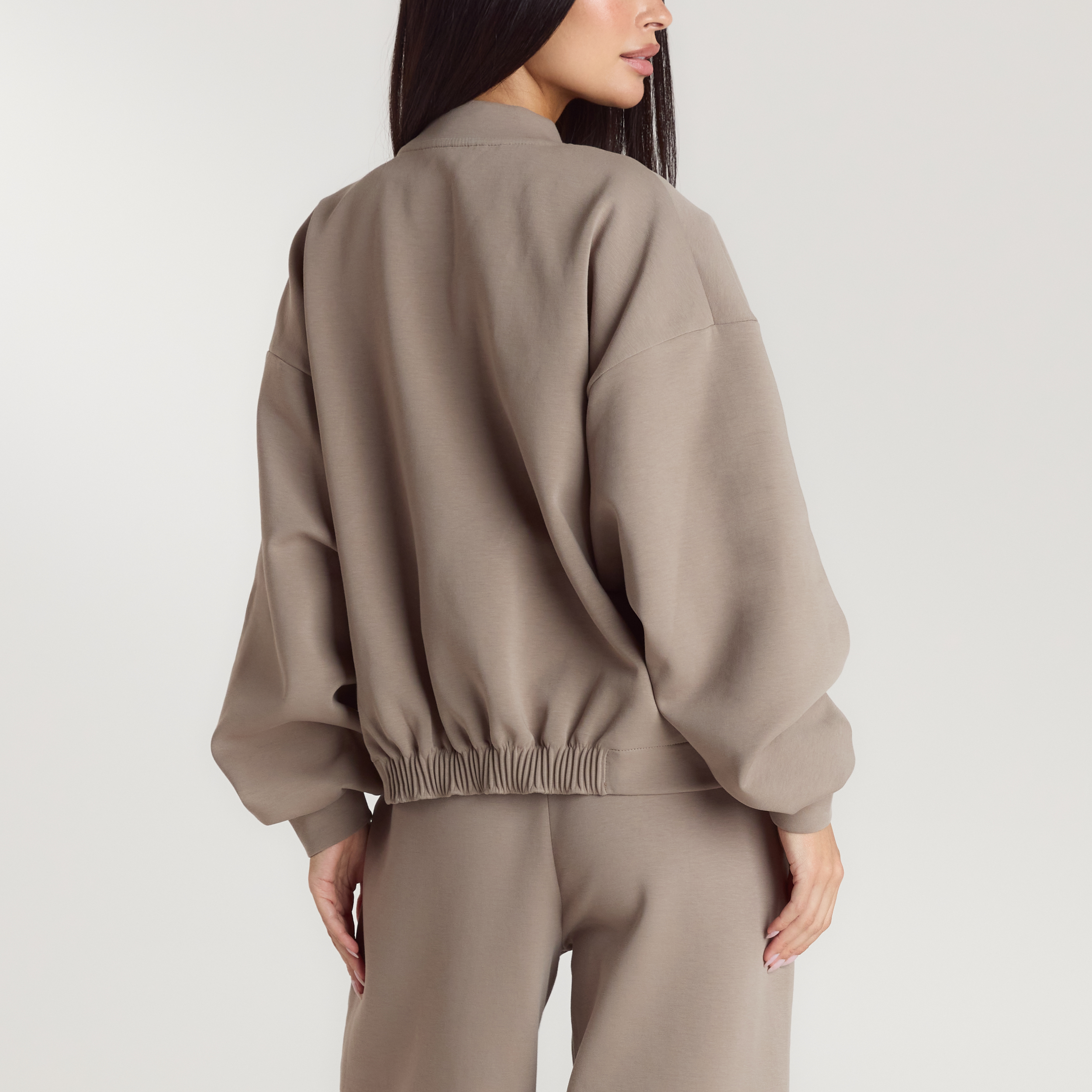 Neopren Bomberjacke | Neopren Bomberjacke - Taupe