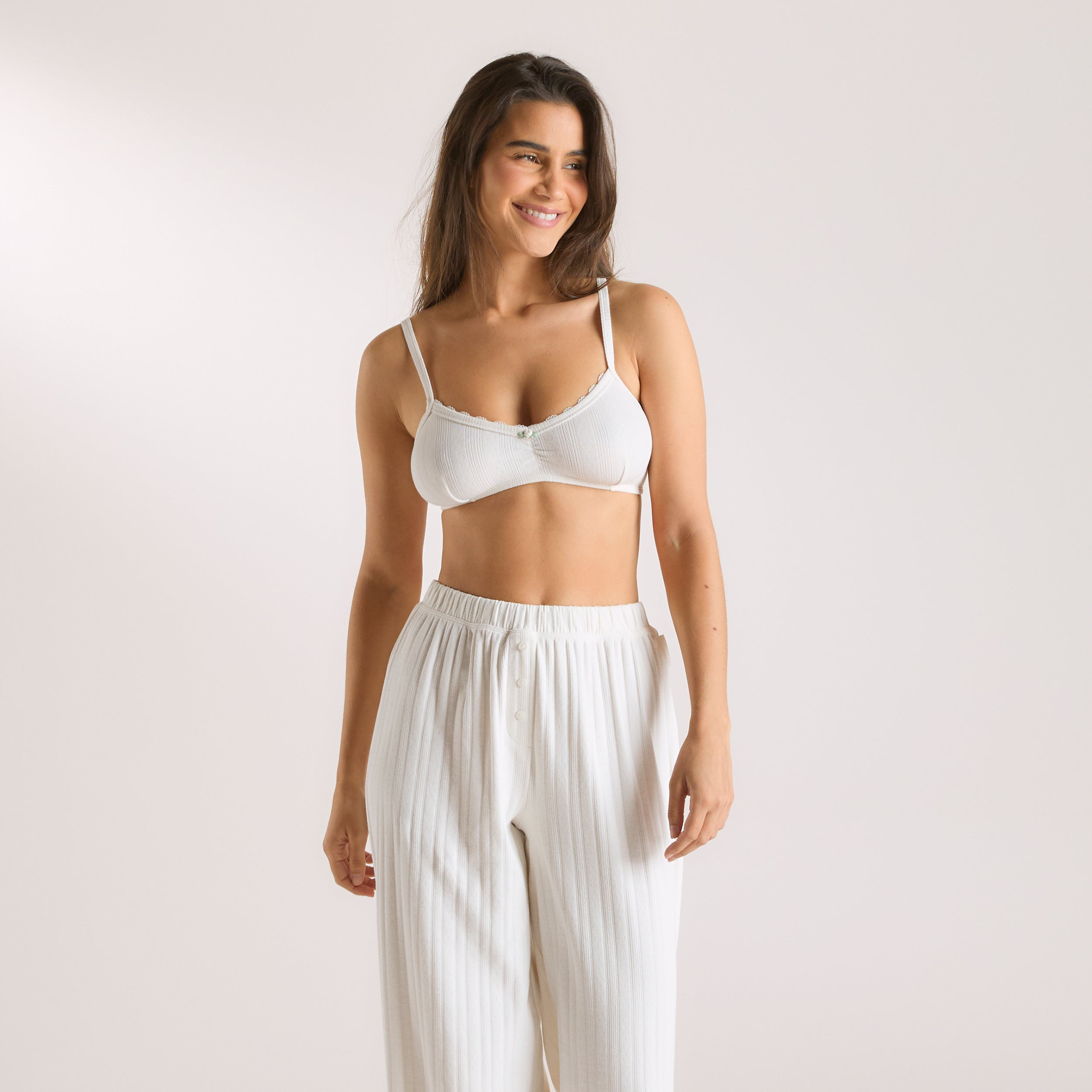 Pointelle Bralette | Pointelle Bralette - Crèmefarben