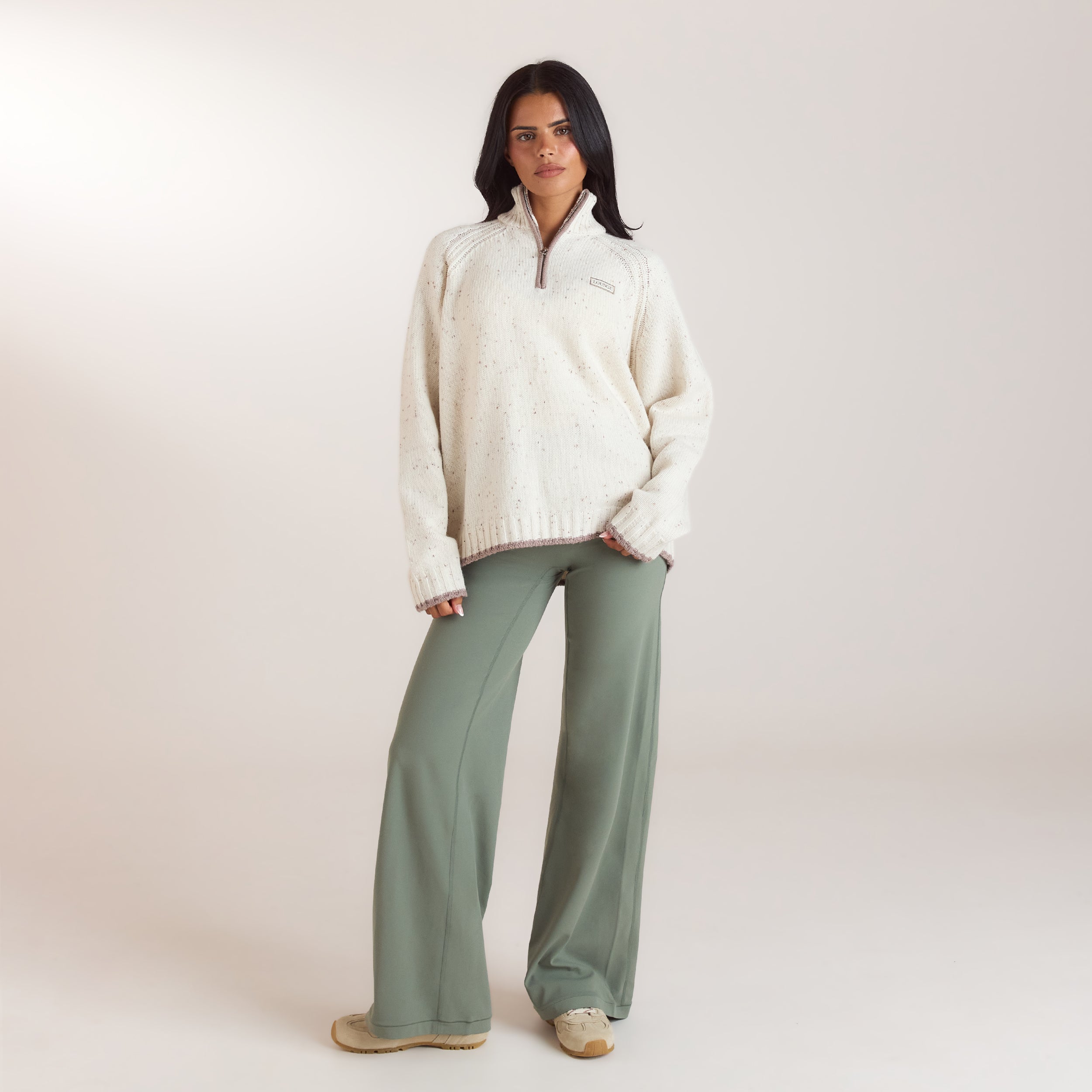 Strickpullover aus Wollmischung | Strickpullover aus Wollmischung - Crèmefarbe