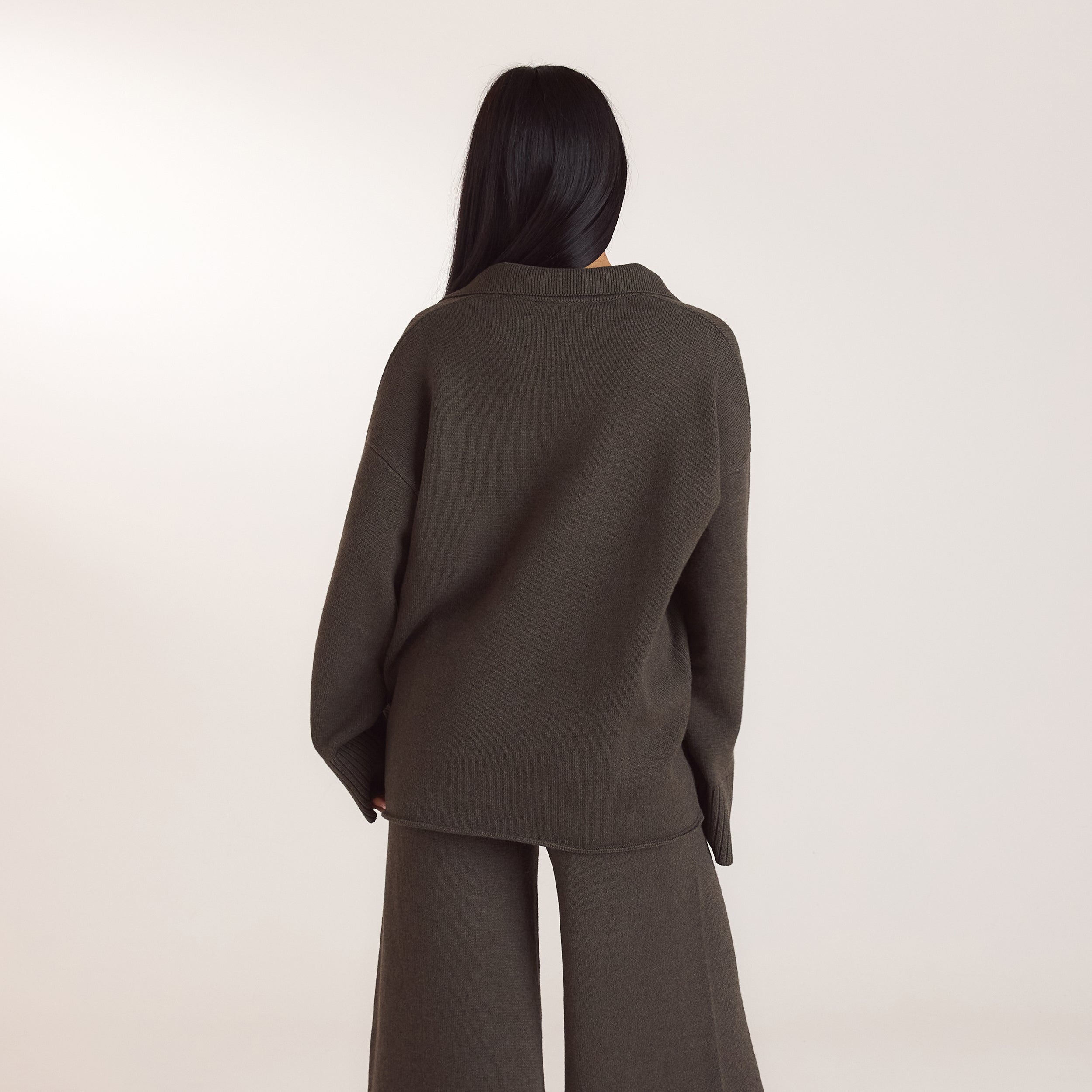Oversize Strickjacke mit V-Ausschnitt | Oversize Strickjacke mit V-Ausschnitt - Moosgrün