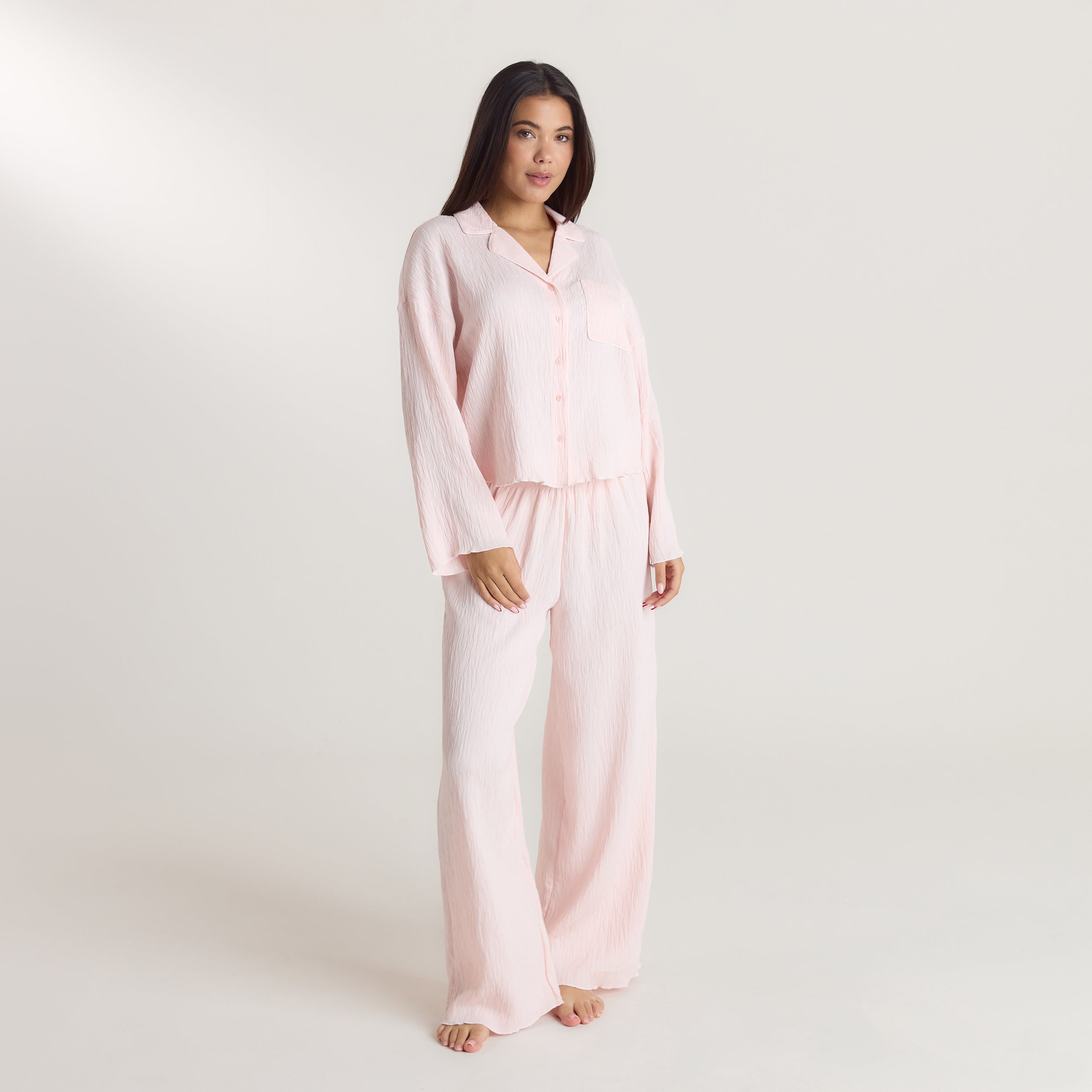 Crinkle Pyjamahemd | Crinkle Pyjamahemd - Rosa