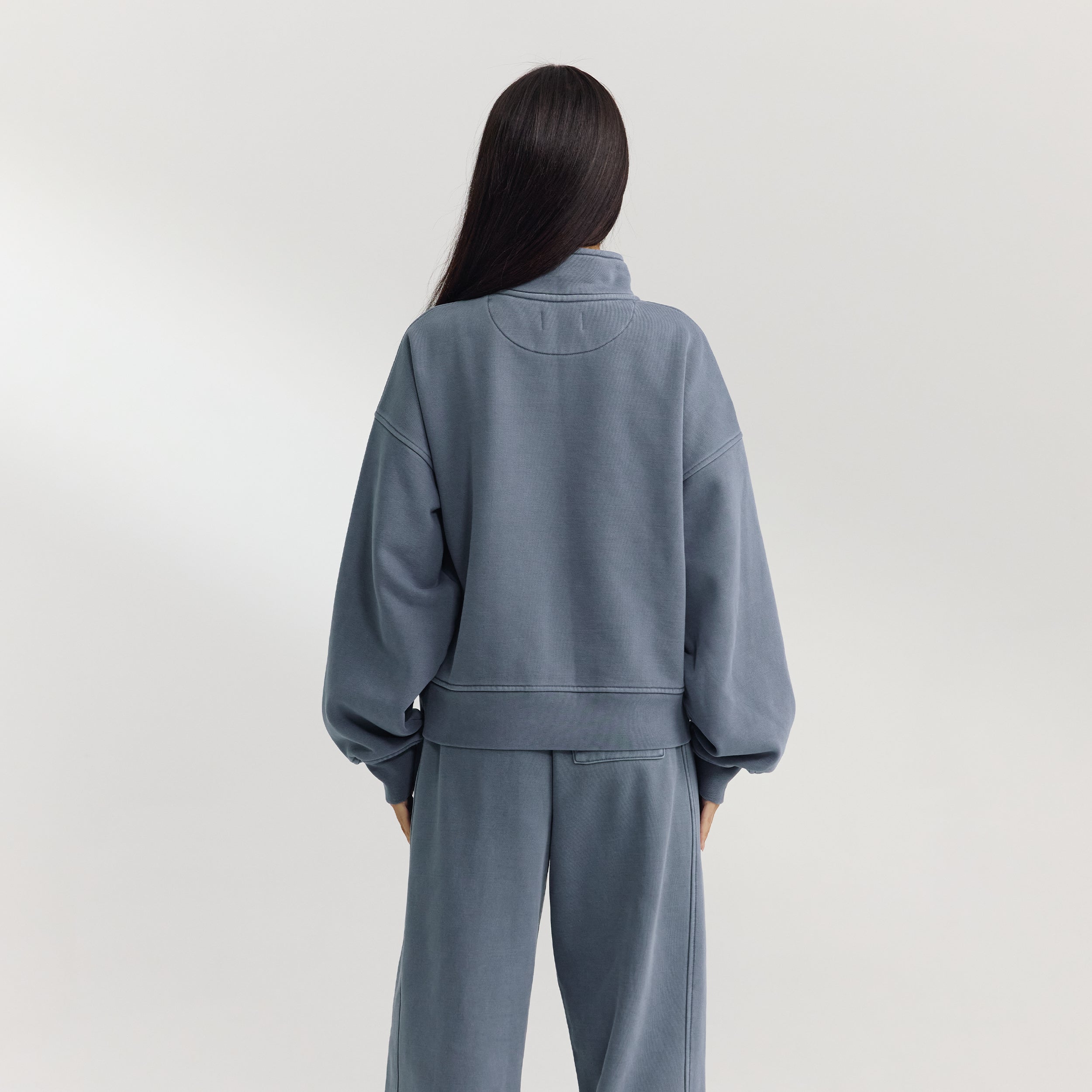 Pullover mit Reißverschluss | Pullover mit Reißverschluss - Gewaschenes Blau