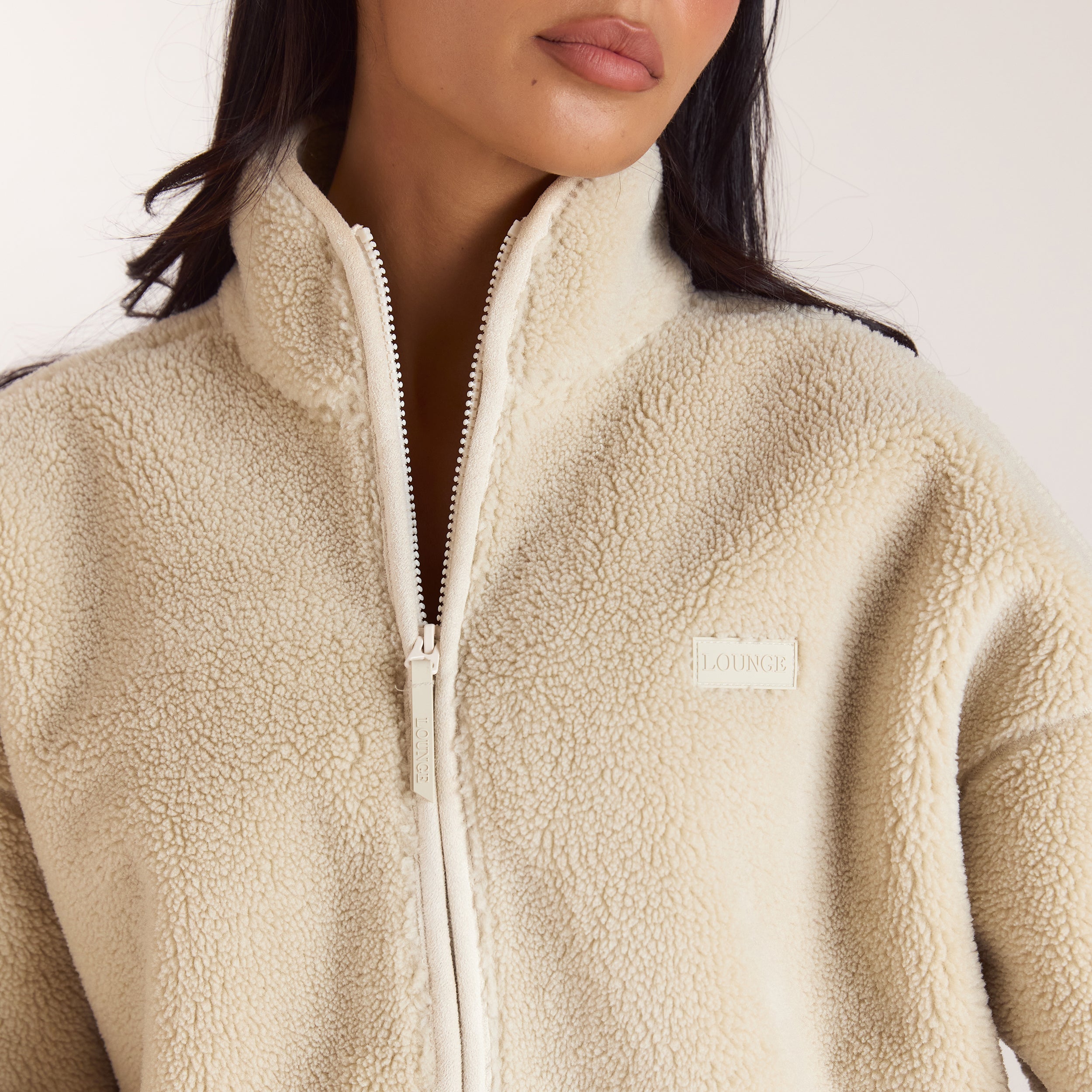 Borg-Jacke mit Reißverschluss | Borg-Jacke mit Reißverschluss - Crèmefarbe