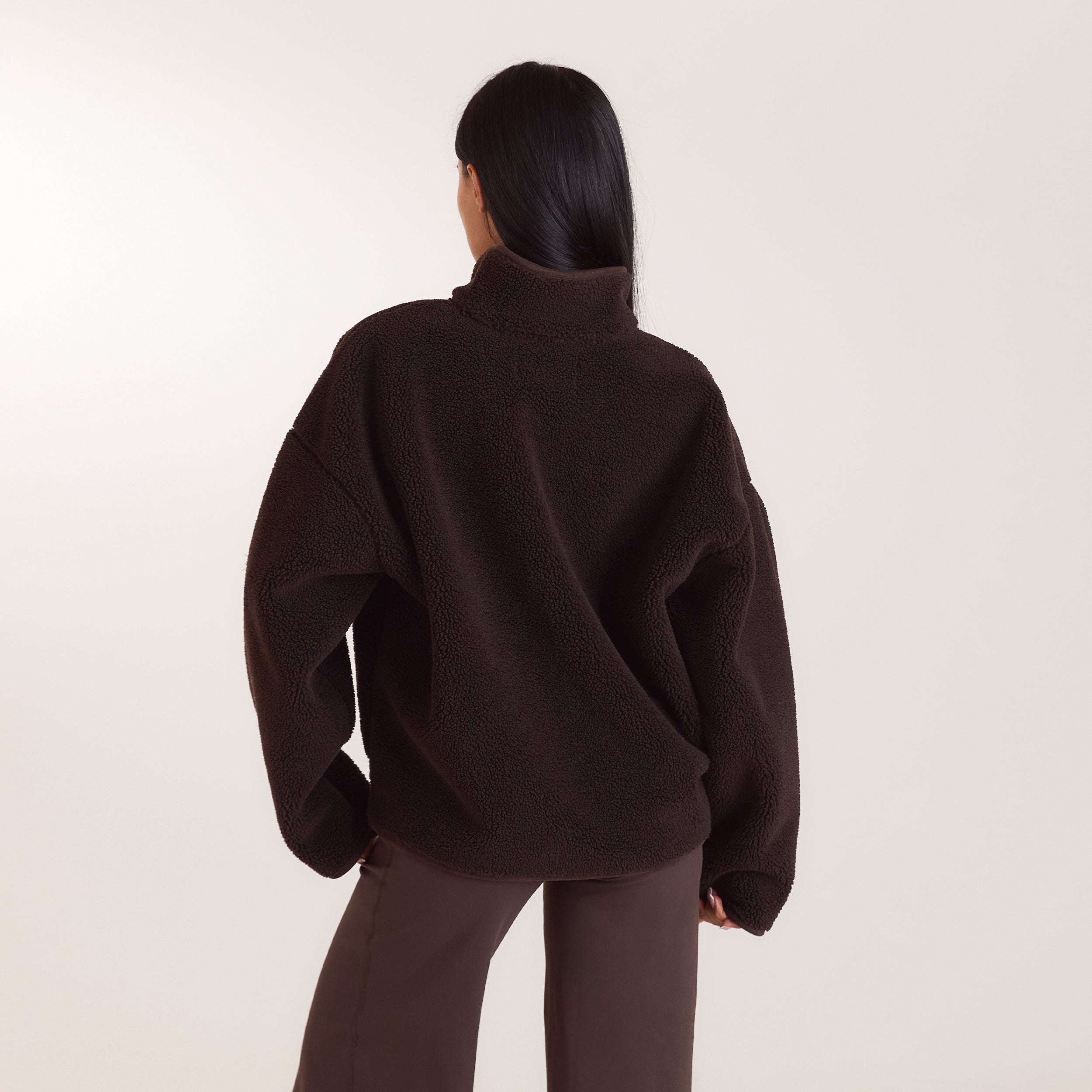 Borg-Jacke mit Reißverschluss | Borg-Jacke mit Reißverschluss - Schokolade