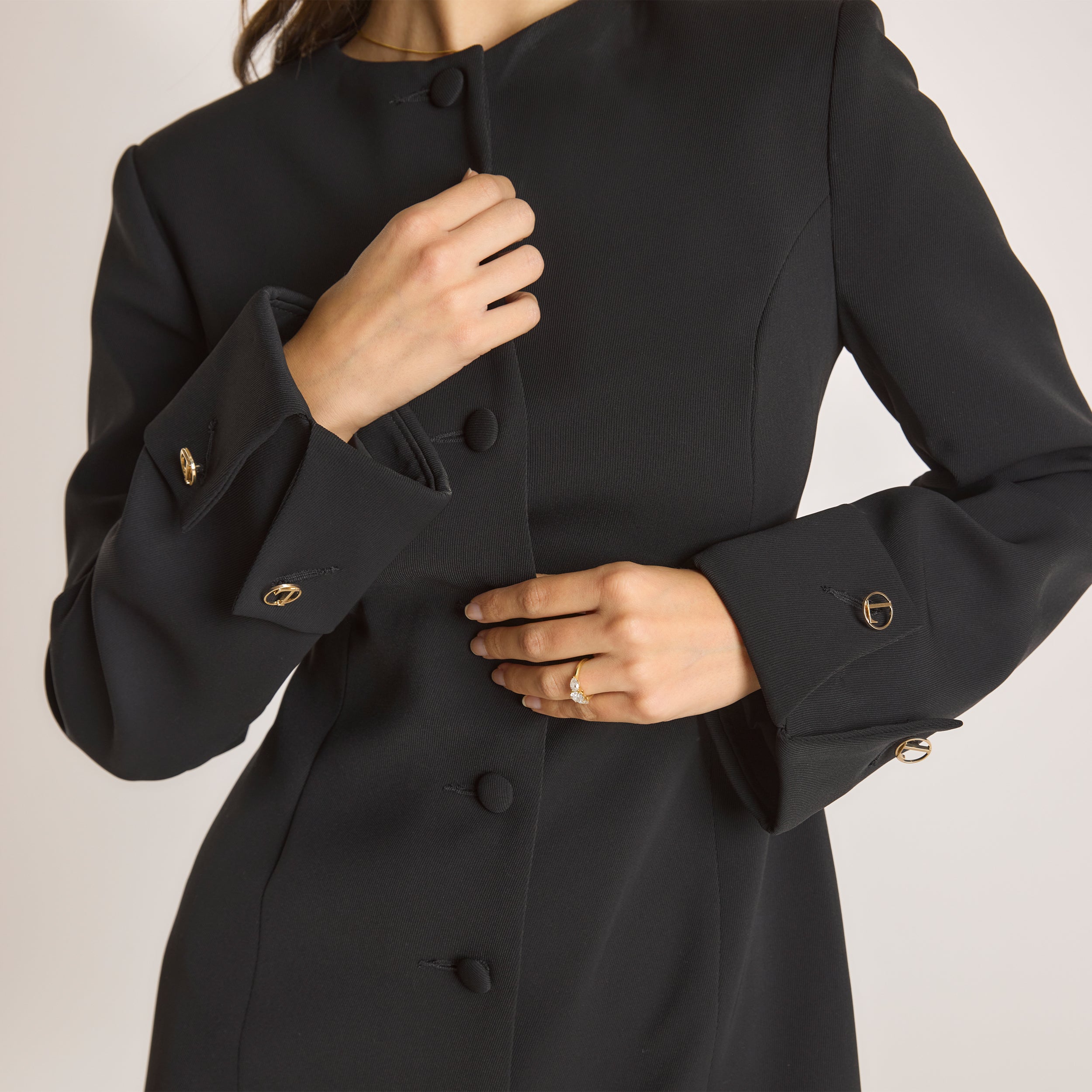 Strukturierter Kleid | Strukturierter Kleid - Schwarz