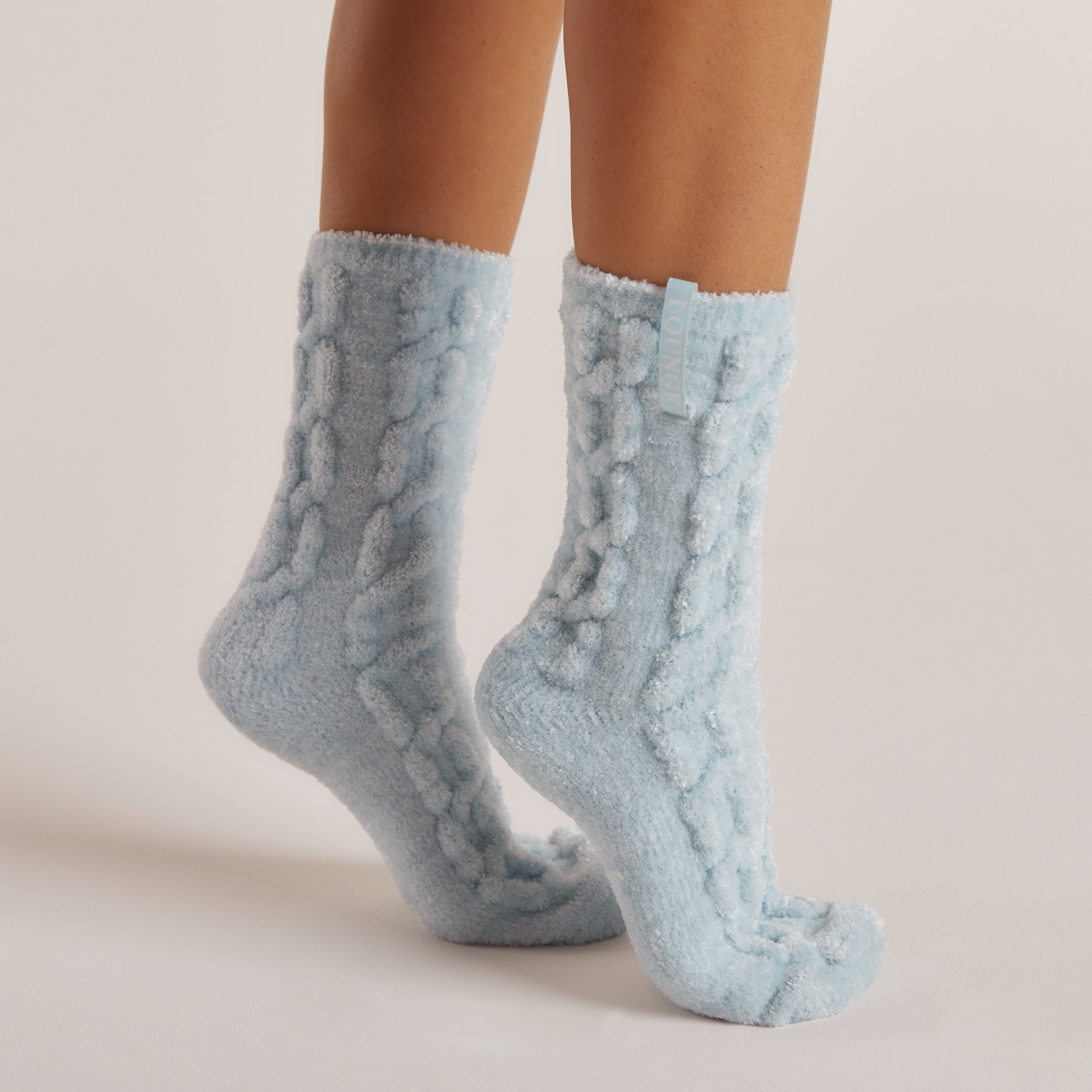 Chenille Gestrickte Socken | Chenille Gestrickte Socken - Blau