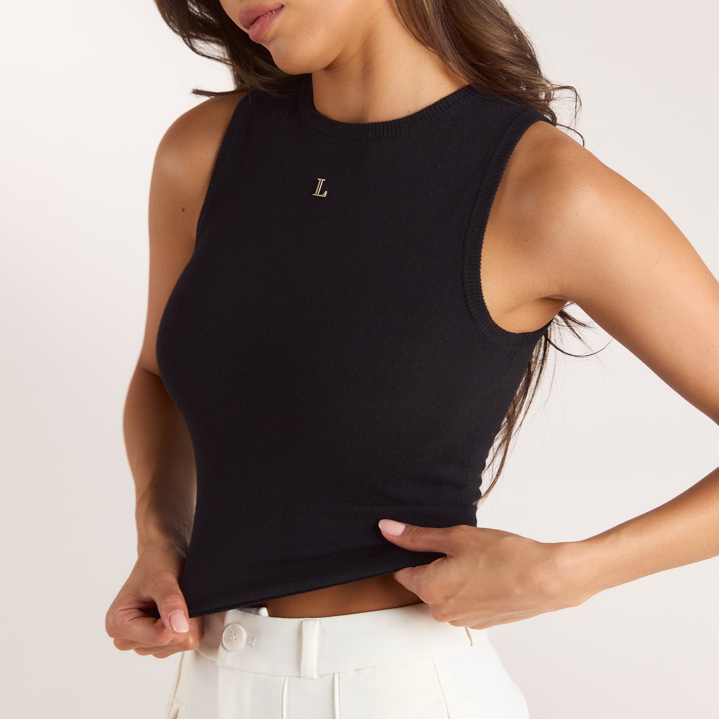 Strick-Vest Top | Strick-Vest Top - Schwarz