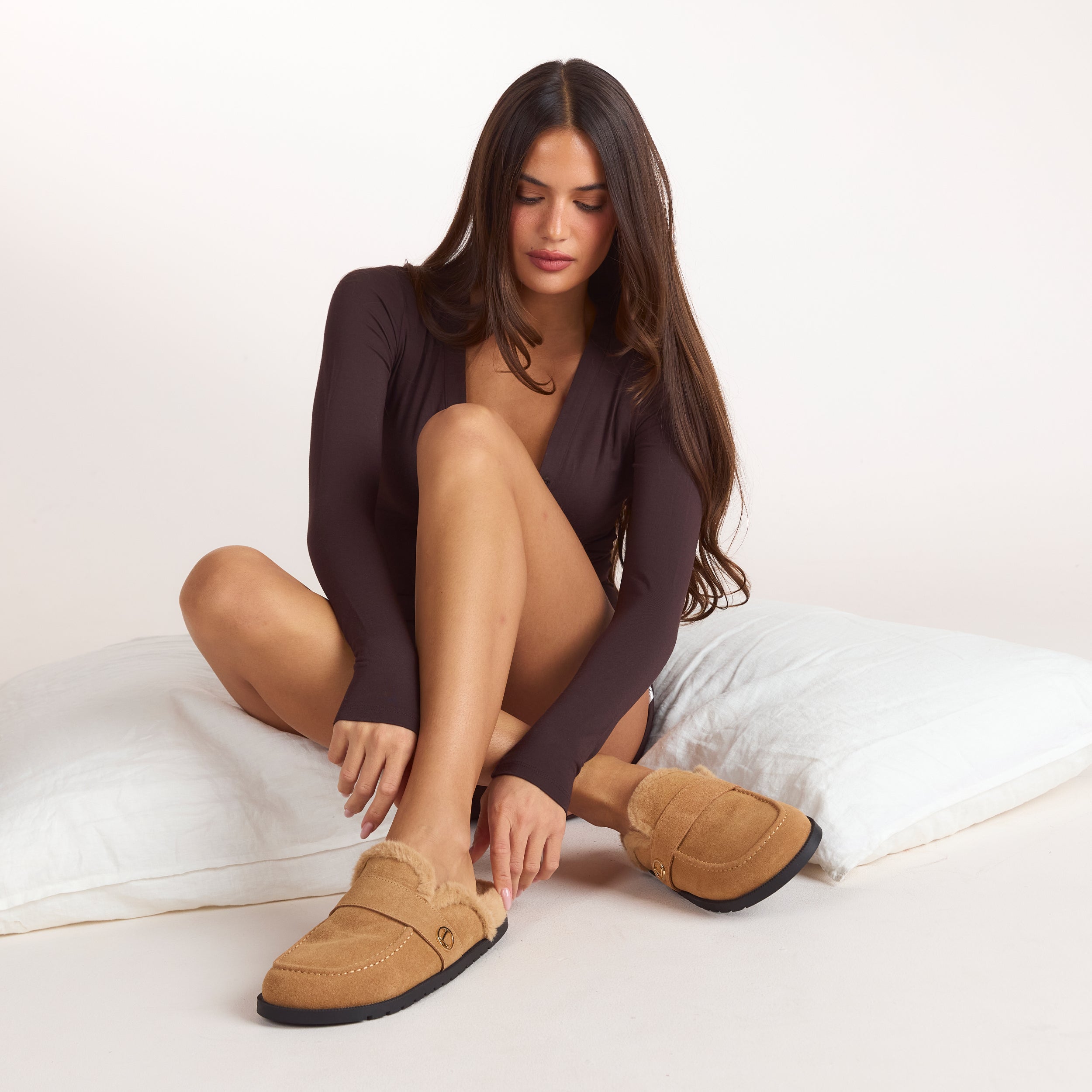 Amara Pantoffel | Amara Pantoffel - Kastanienfarbe