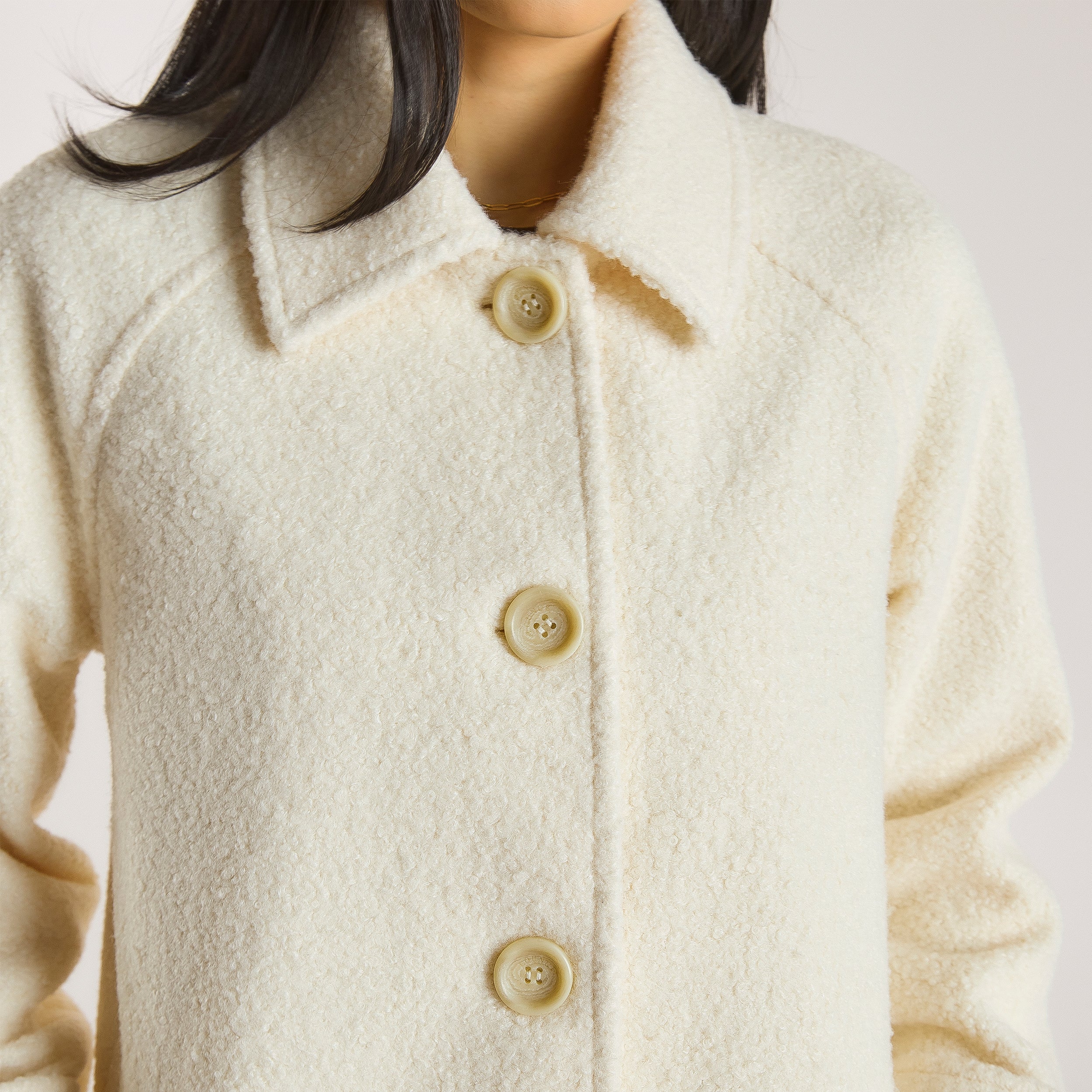 Shearling-Mantel | Shearling-Mantel - Crèmefarbe