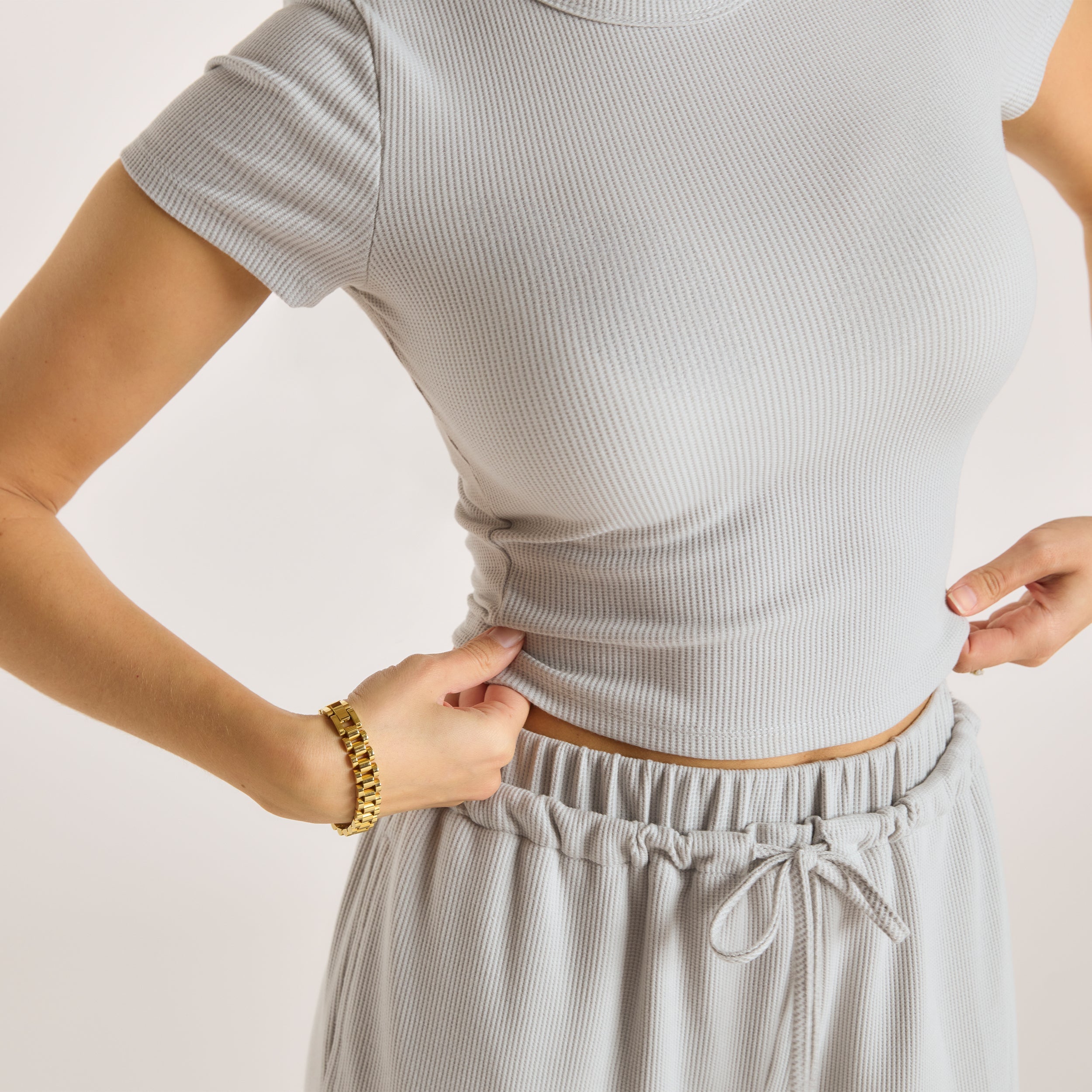 Waffle Baby Fit T-Shirt | Waffle Baby Fit T-Shirt - Eisgrau