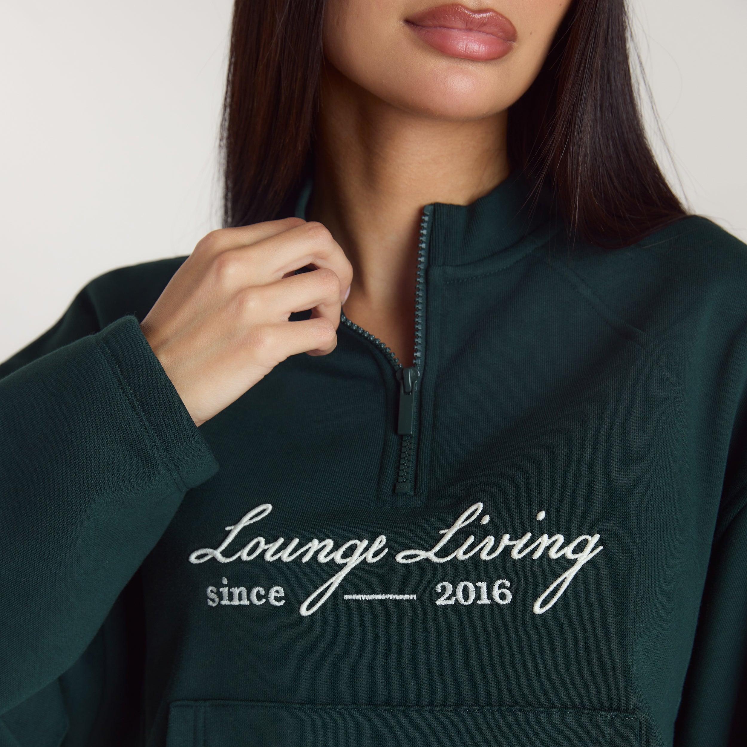 Lounge Living Pullover mit Viertel-Zip | Lounge Living Pullover mit Viertel-Zip - Waldgrün