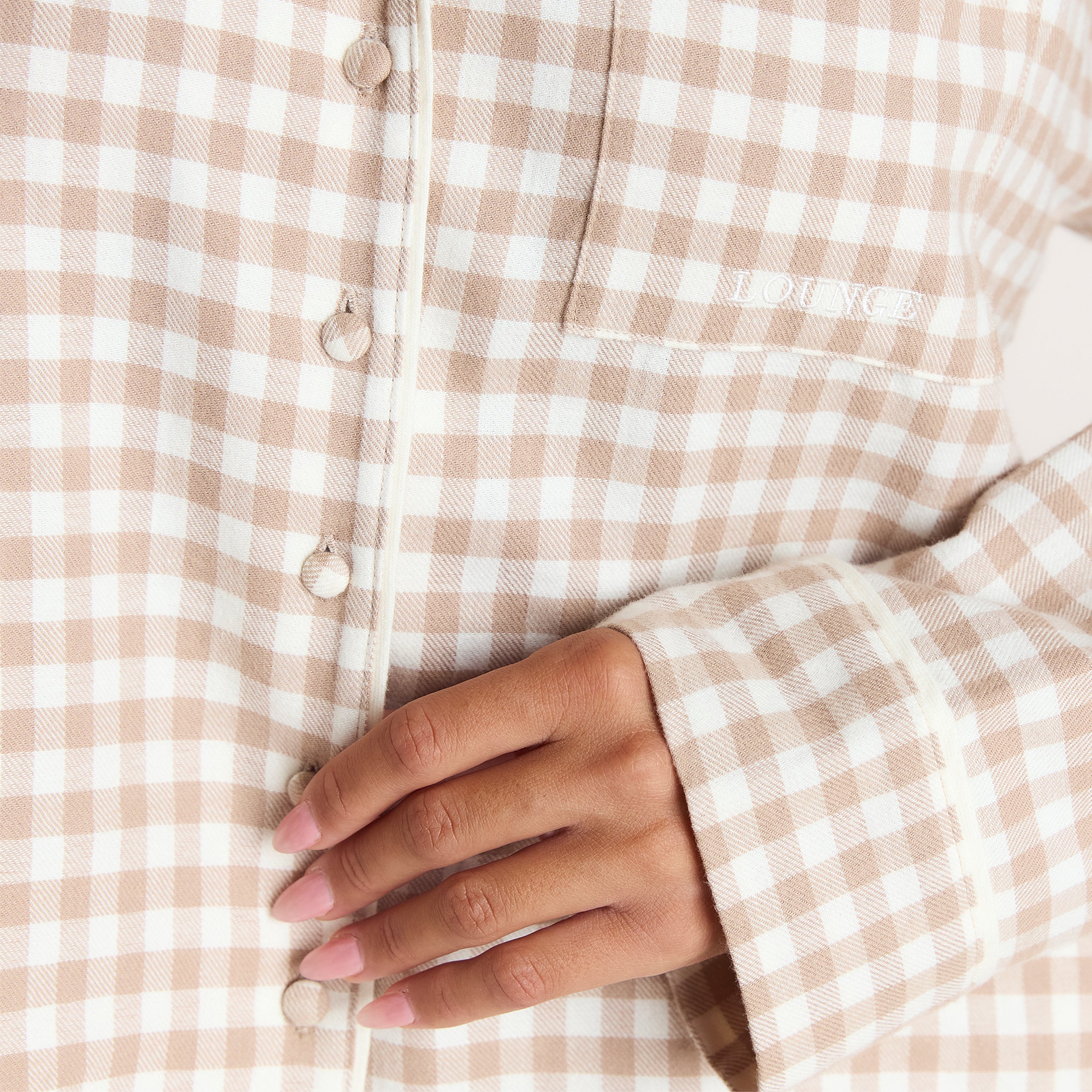 Gingham Pyjamahemd | Gingham Pyjamahemd - Beige