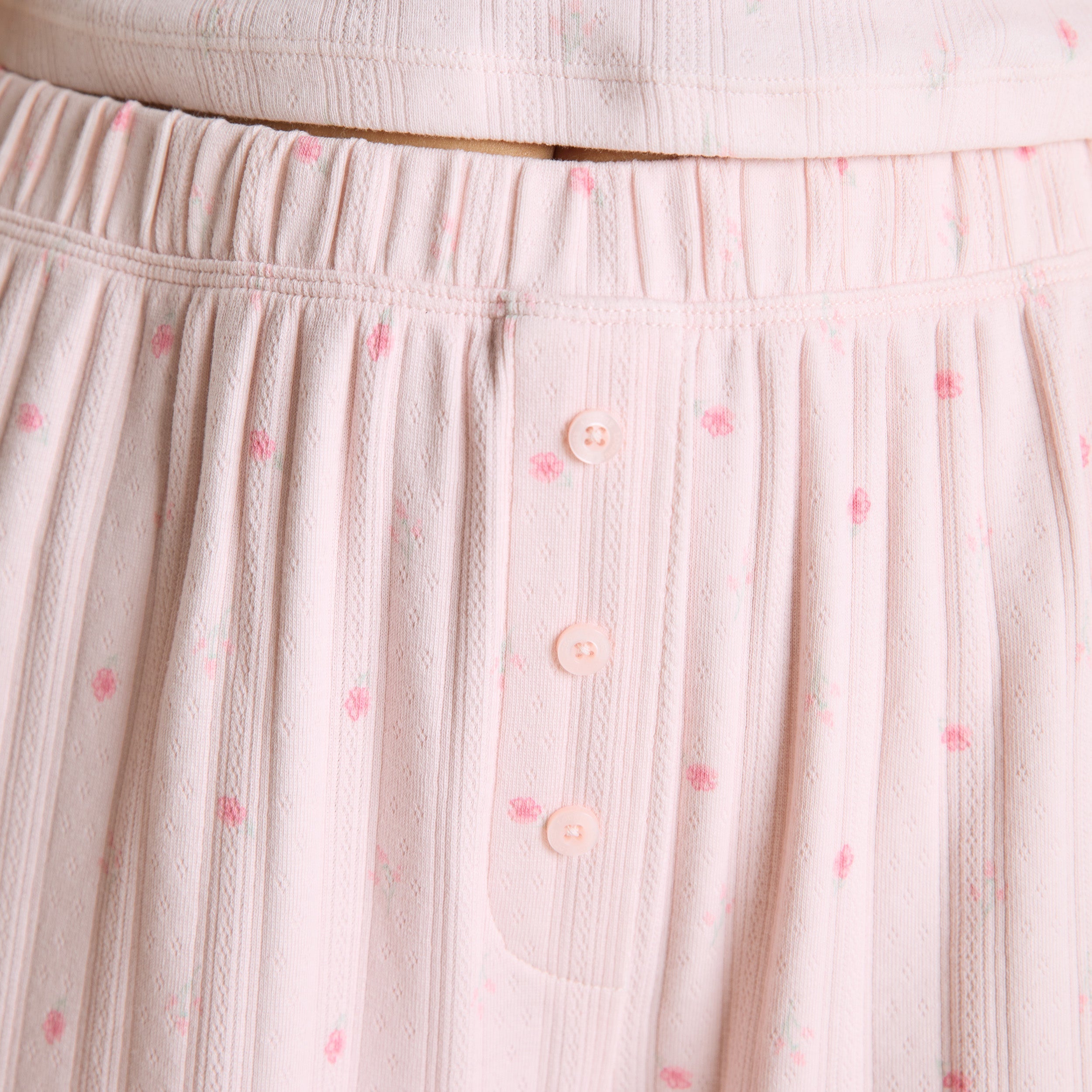 Pointelle Pyjama-Hosen | Pointelle Pyjama-Hosen - Florales Rosa