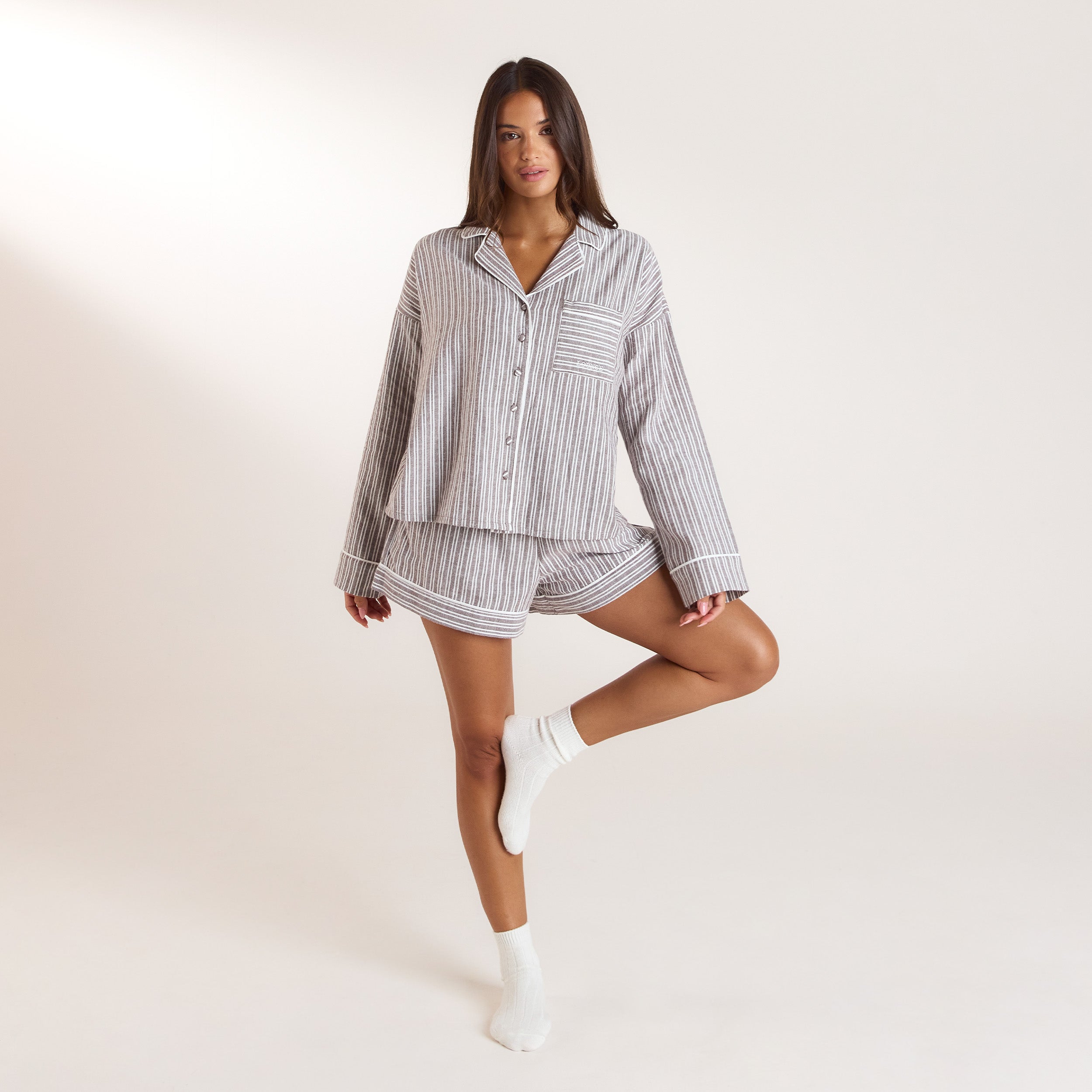 Stripe Pyjama Shorts | Stripe Pyjama Shorts - Schokolade