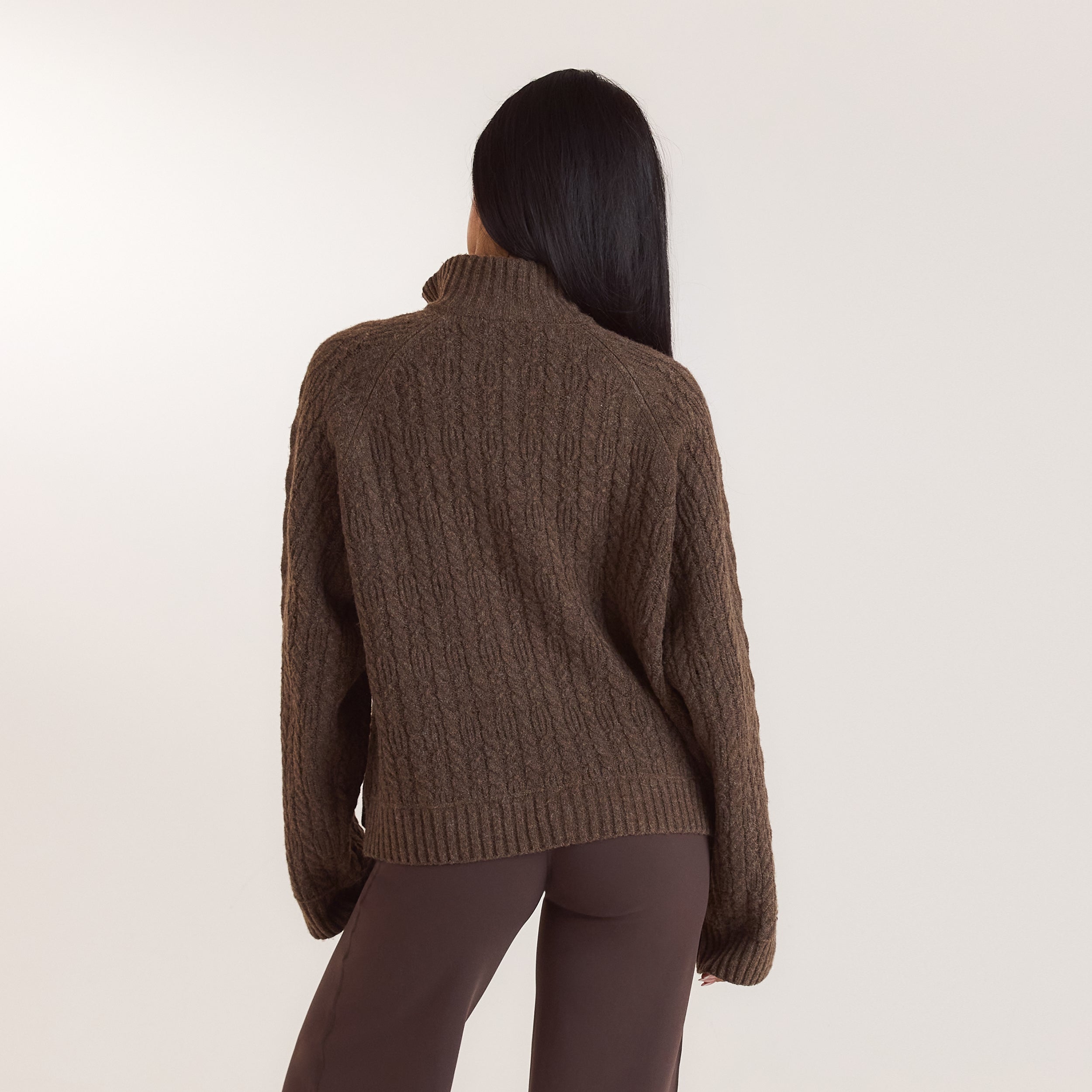 Strickpullover mit Viertelreißverschluss | Strickpullover mit Viertelreißverschluss - Taupe