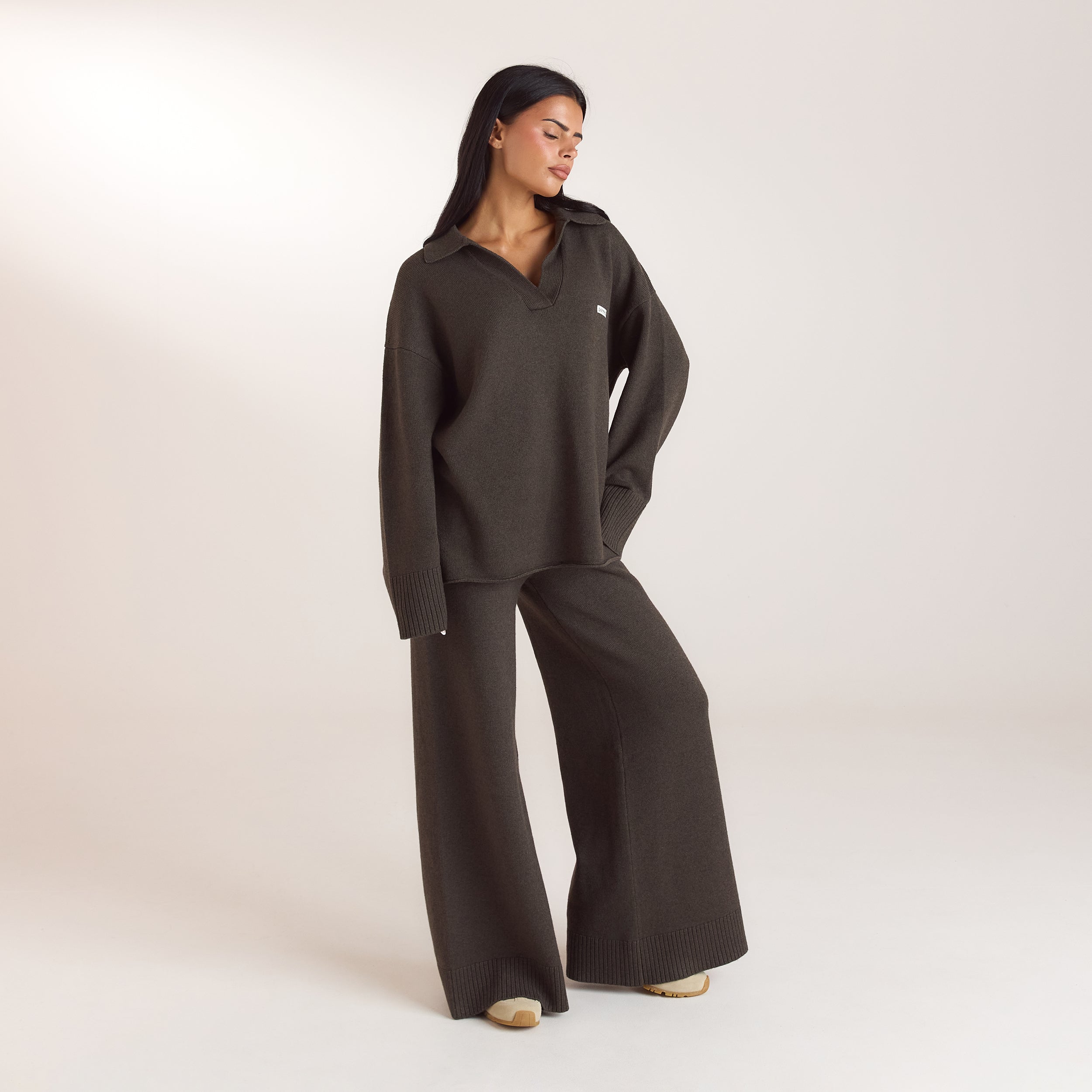 Oversize Strickjacke mit V-Ausschnitt | Oversize Strickjacke mit V-Ausschnitt - Moosgrün