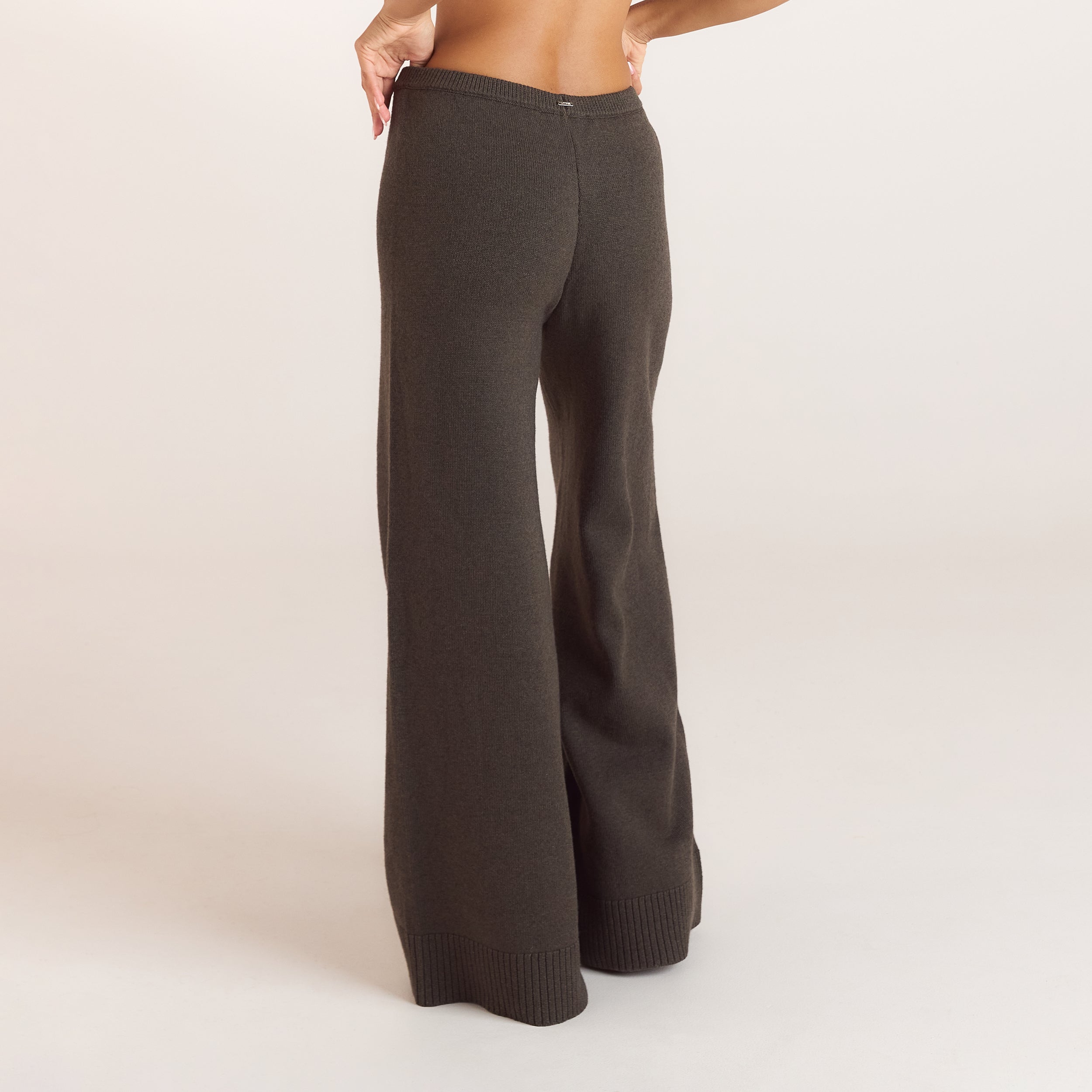 Strickhose mit weitem Bein | Strickhose mit weitem Bein - Moosgrün