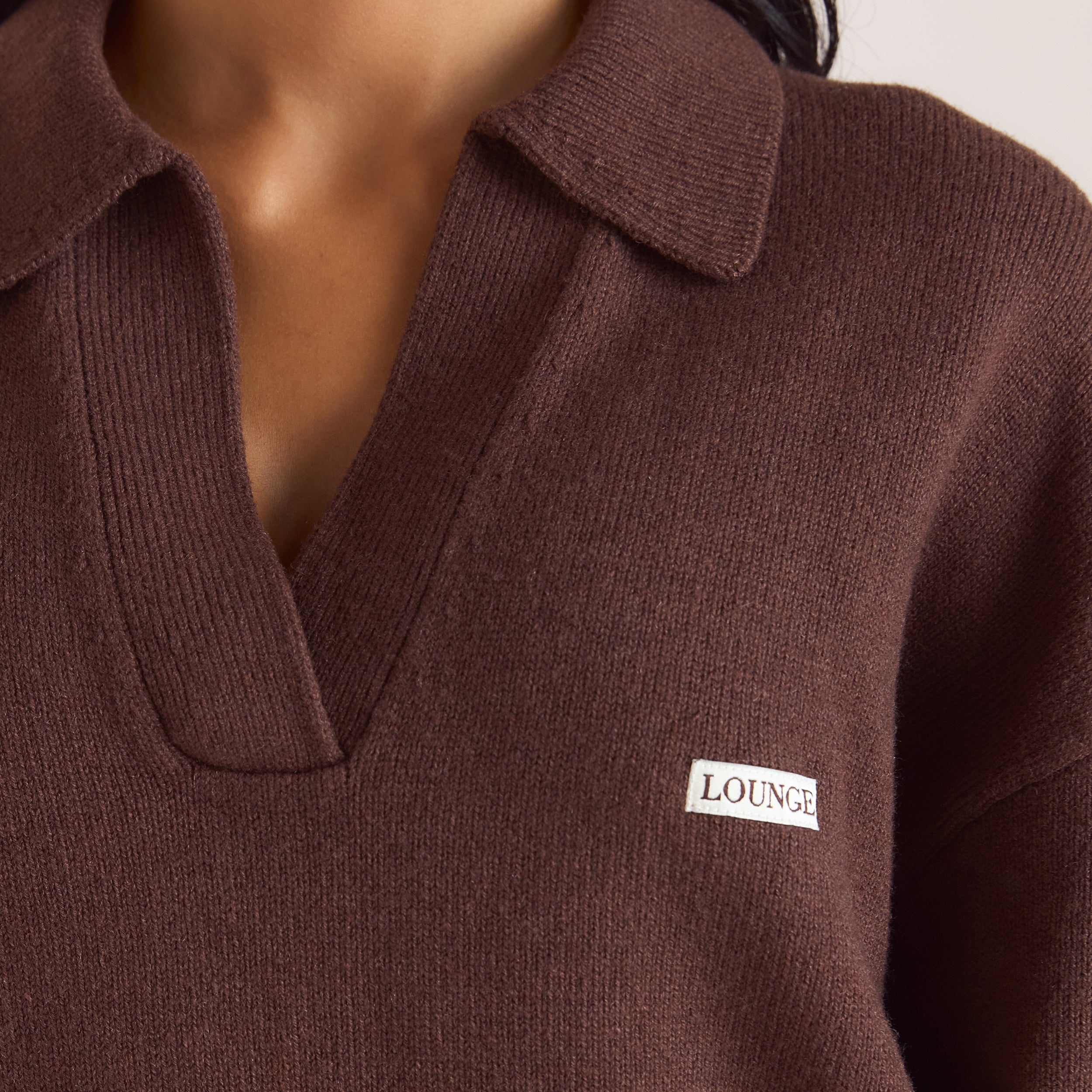 Oversize Strickjacke mit V-Ausschnitt | Oversize Strickjacke mit V-Ausschnitt - Schokolade