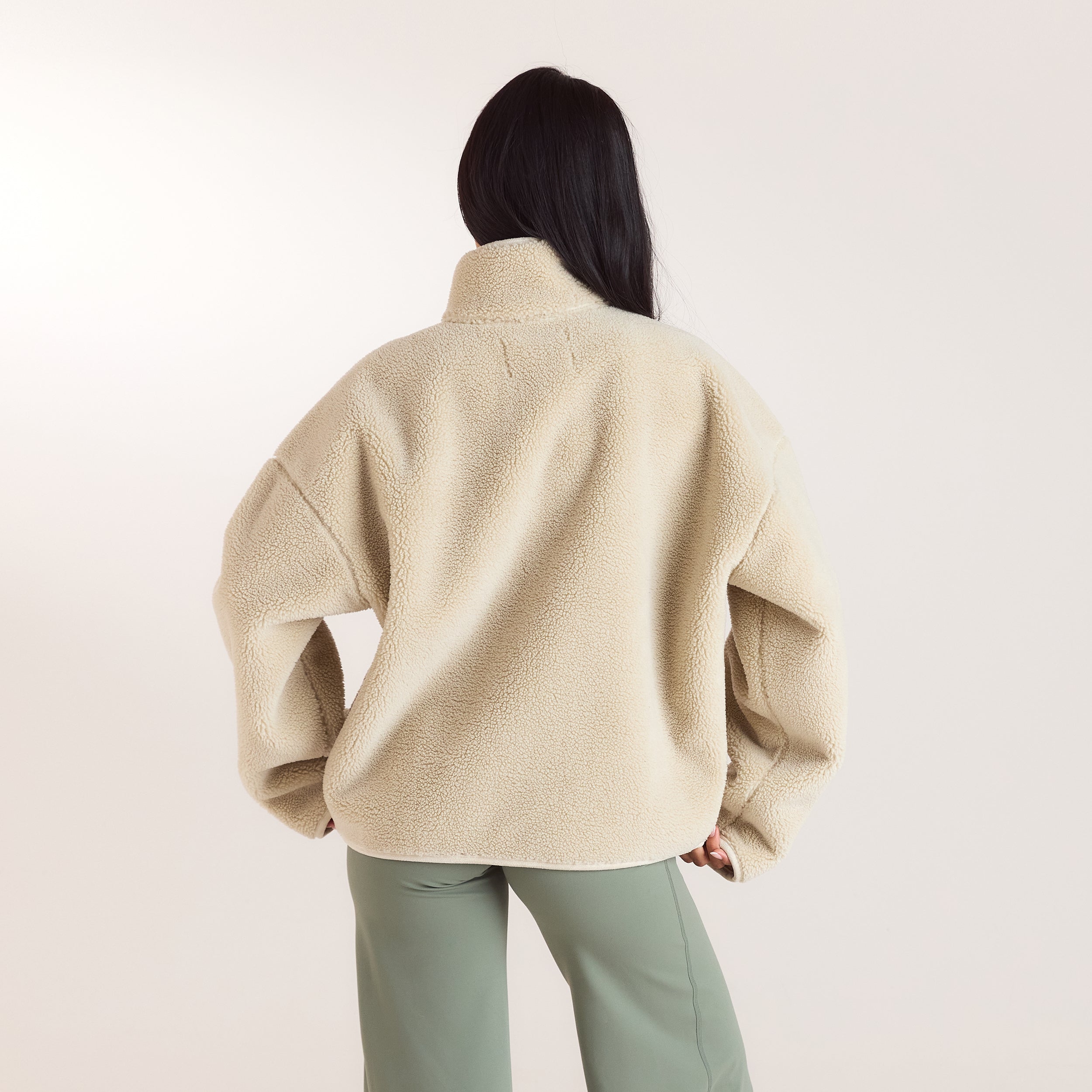 Borg-Jacke mit Reißverschluss | Borg-Jacke mit Reißverschluss - Crèmefarbe