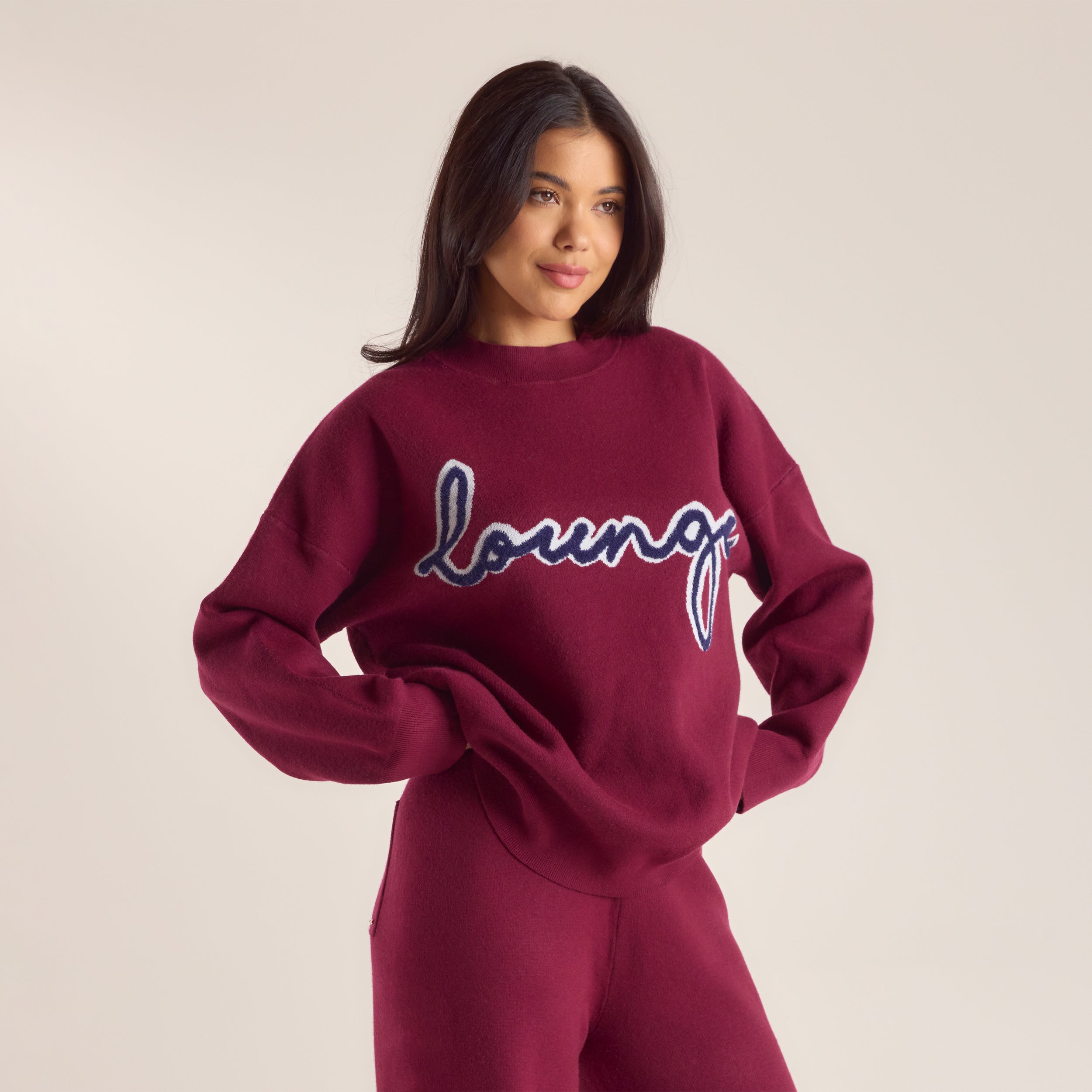 Logo Strick-Pullover | Logo Strick-Pullover - Burgunderrot