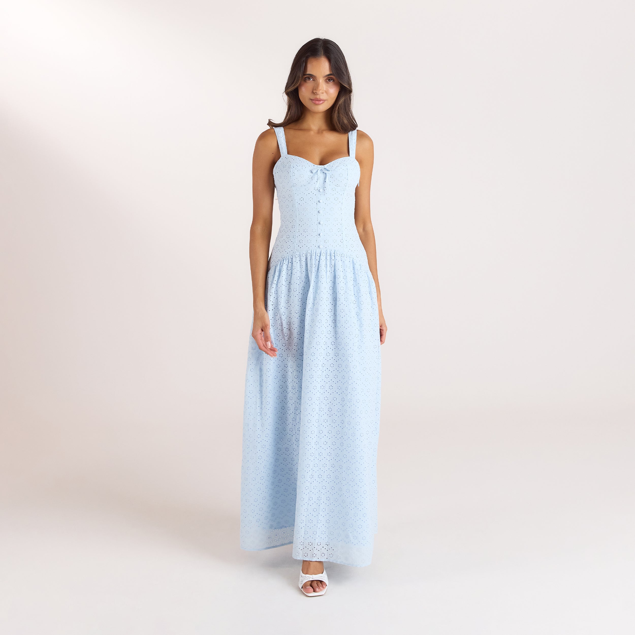 Broderie-Maxikleid | Broderie-Maxikleid - Blau