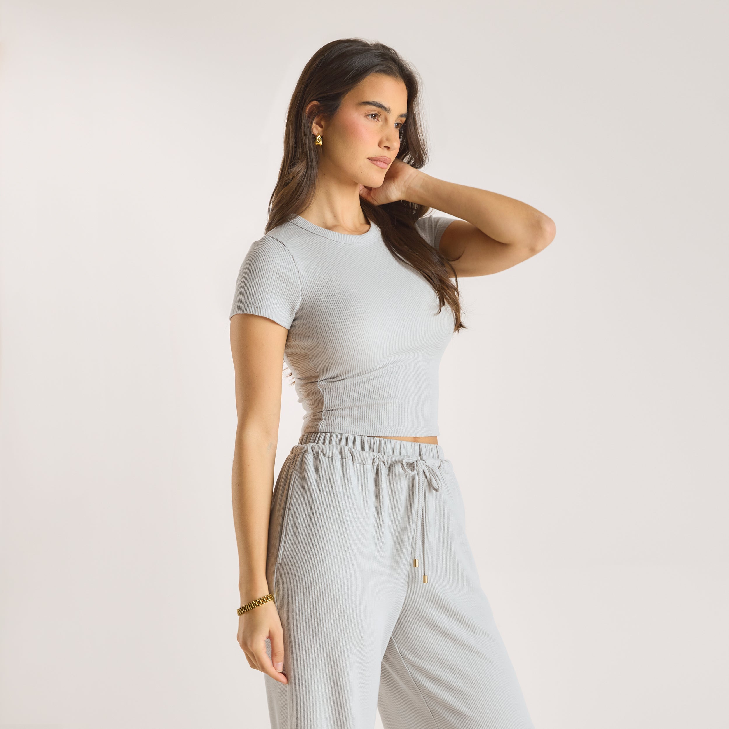 Waffle Baby Fit T-Shirt | Waffle Baby Fit T-Shirt - Eisgrau