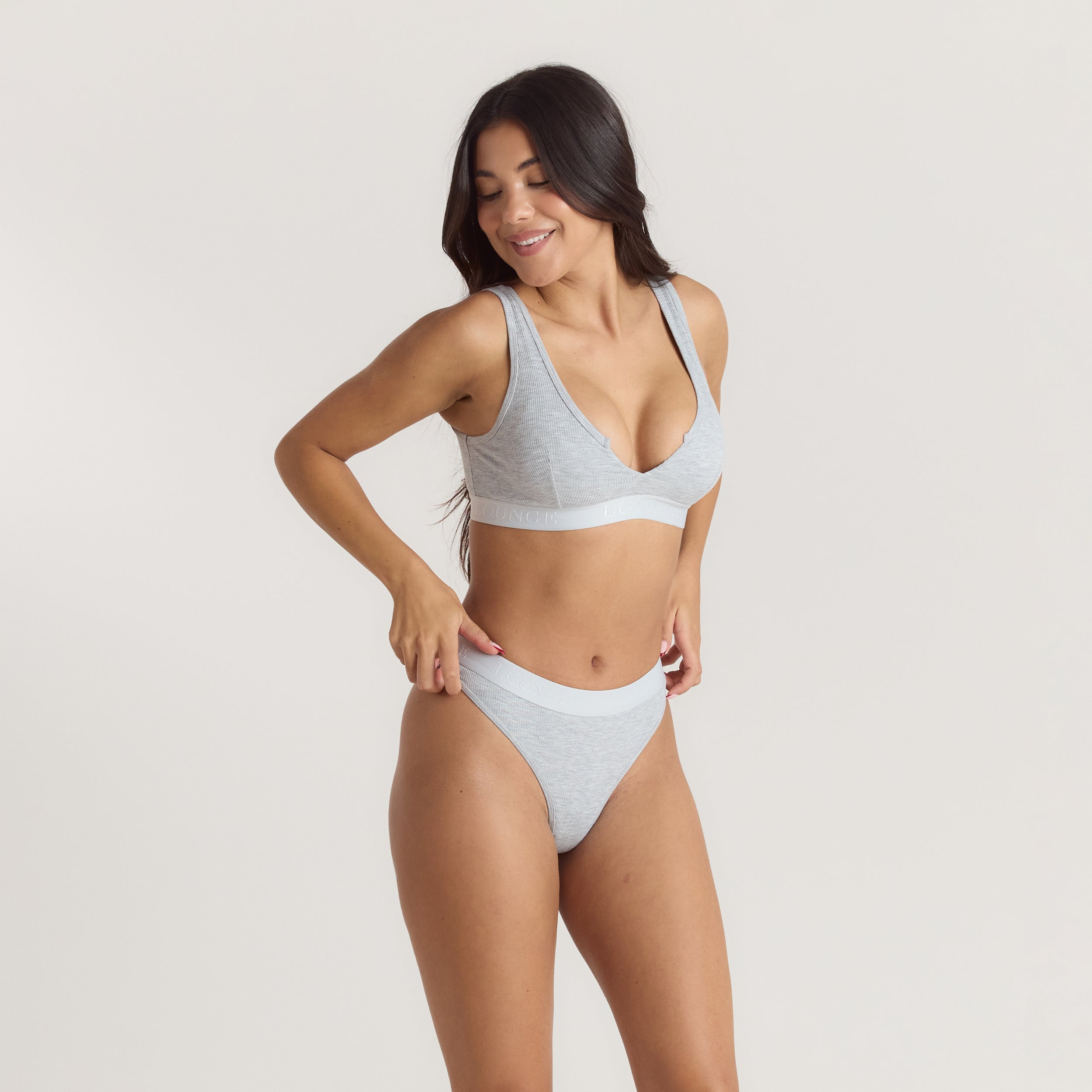 Weiches Geripptes Push-Up Bralette | Weiches Geripptes Push-Up Bralette - Grauer Melange