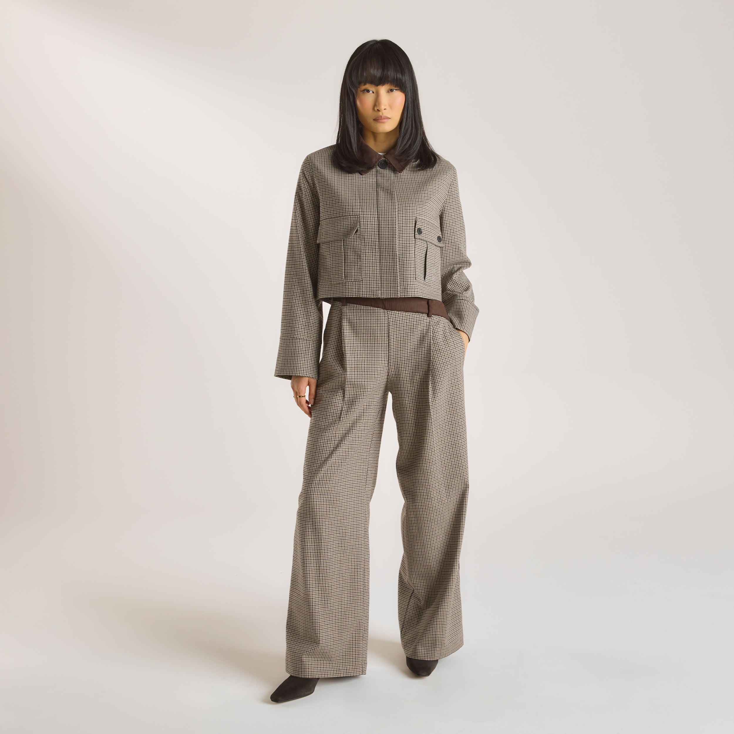Hahnentrittmuster-Hose | Hahnentrittmuster-Hose - Braun