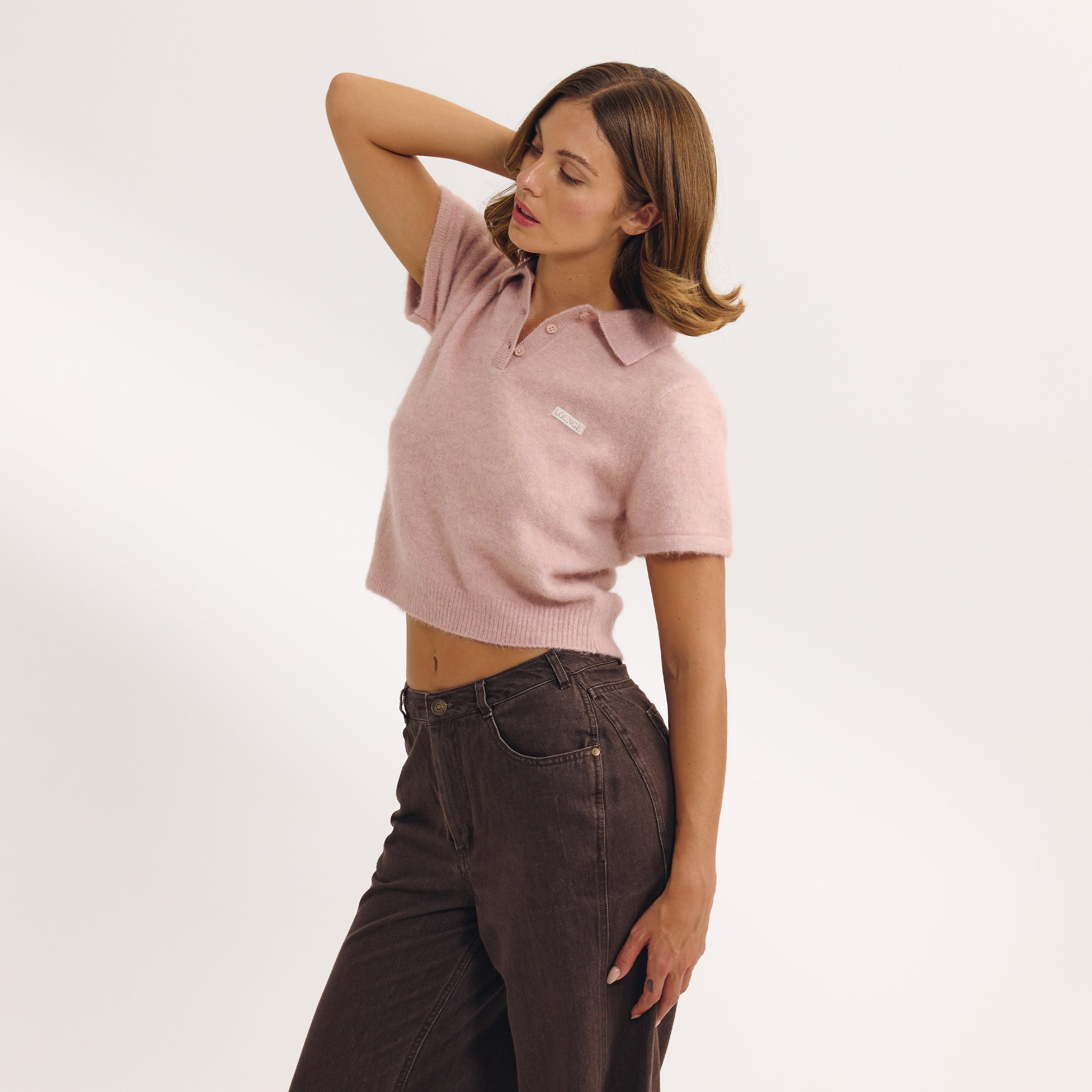 Gestrickter Poloshirt | Gestrickter Poloshirt - Rosa