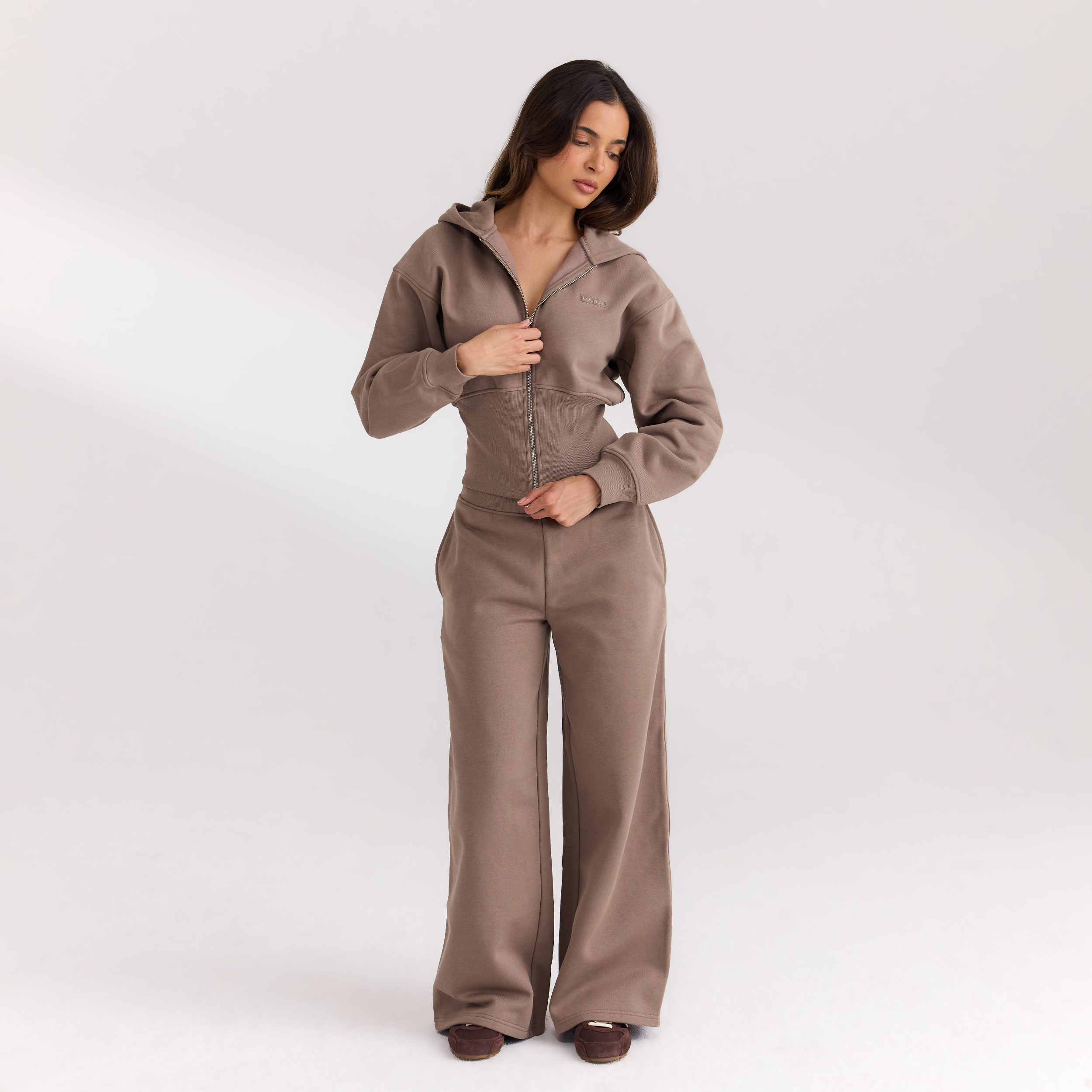 Taillierte Zip-Up Hoodie | Taillierte Zip-Up Hoodie - Champignon