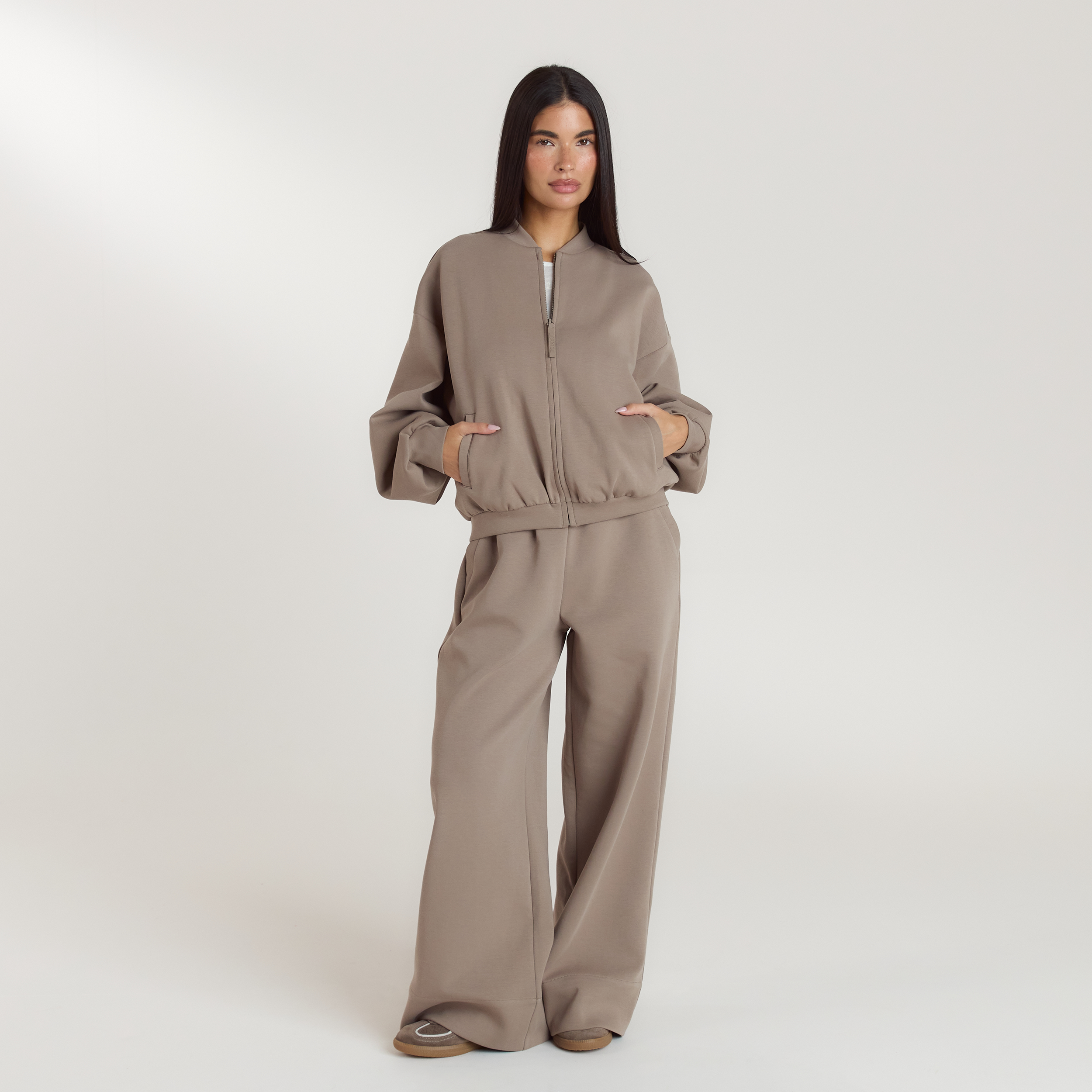 Neopren Bomberjacke | Neopren Bomberjacke - Taupe