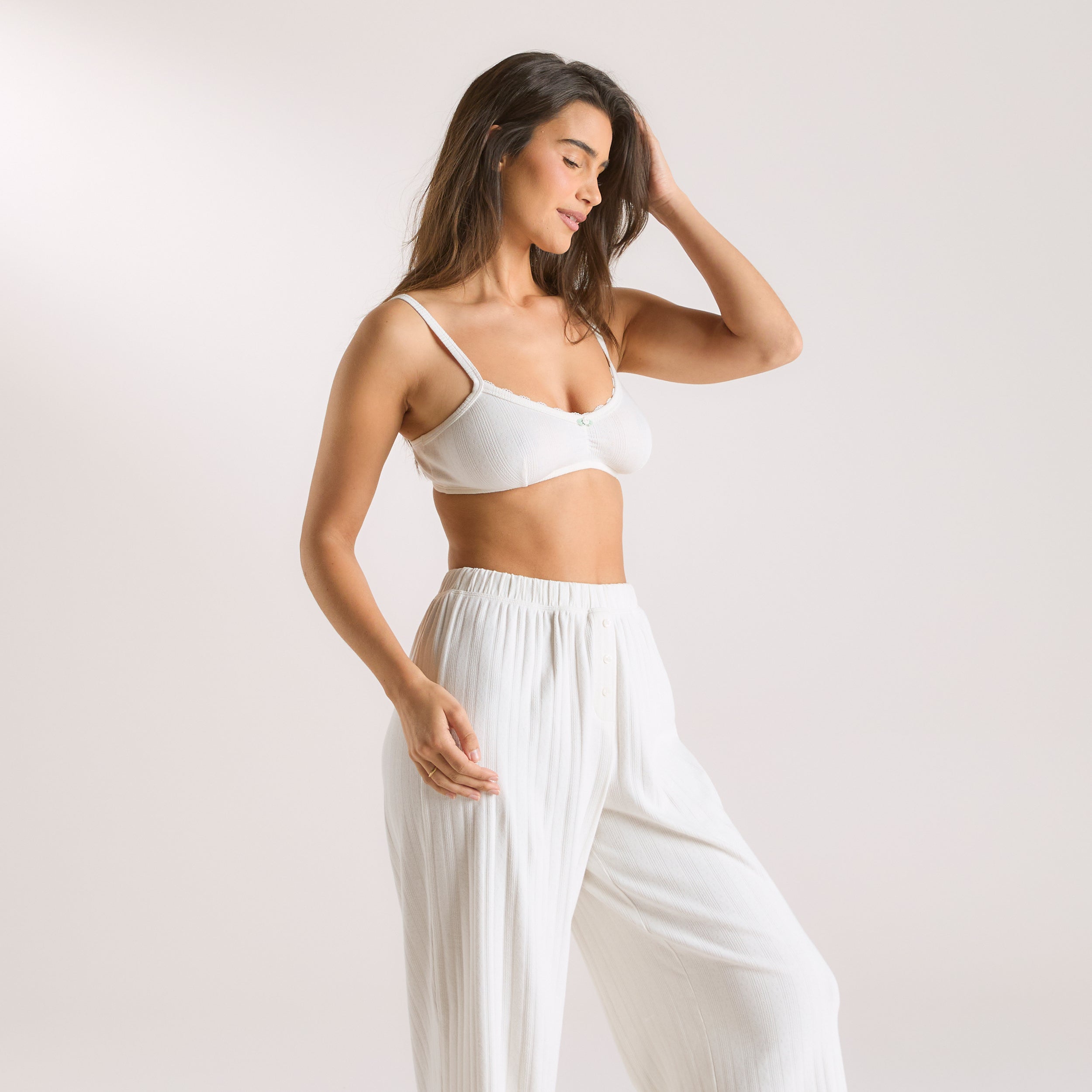 Pointelle Bralette | Pointelle Bralette - Crèmefarben