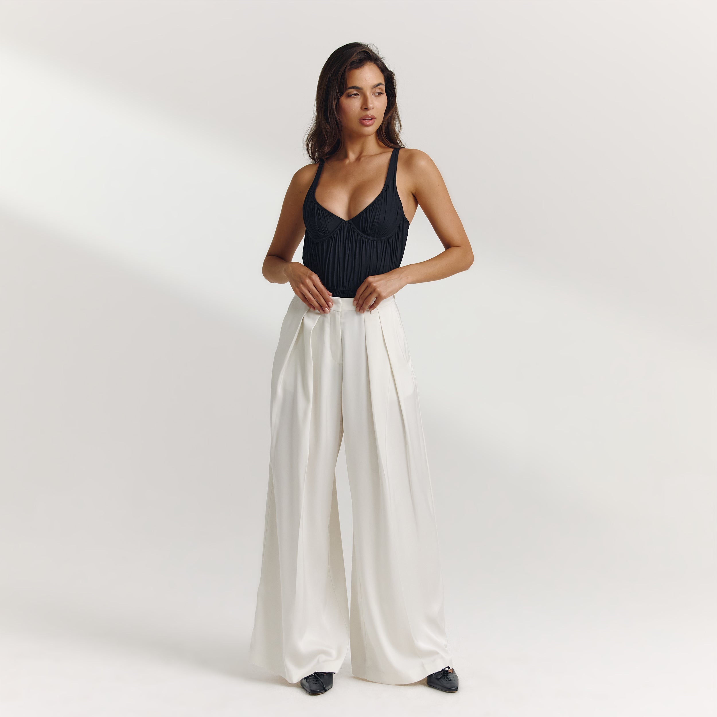 Geraffter Mesh-Body | Geraffter Mesh-Body - Schwarz