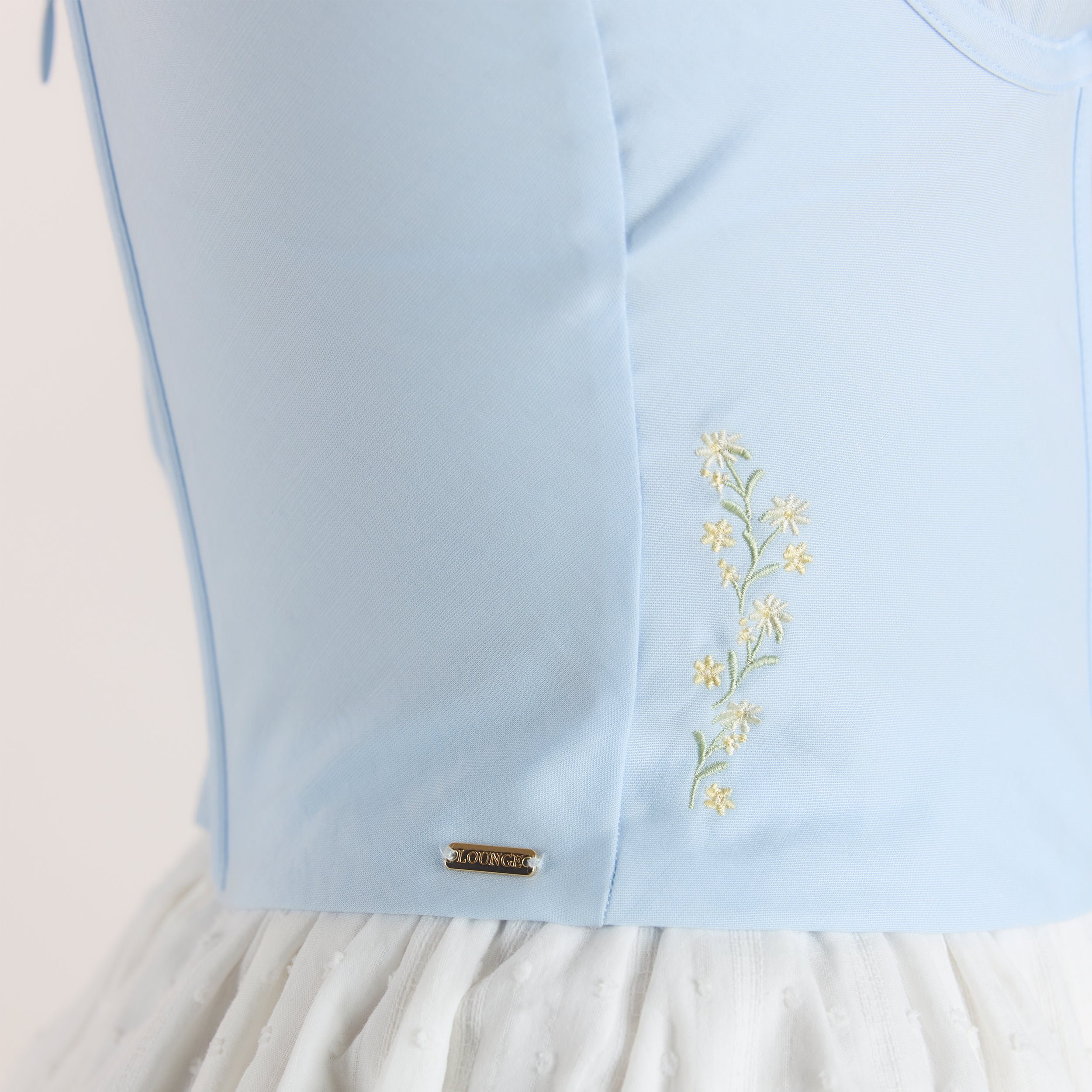 Bestickter Korsett-Top mit Blumenmuster | Bestickter Korsett-Top mit Blumenmuster - Blau