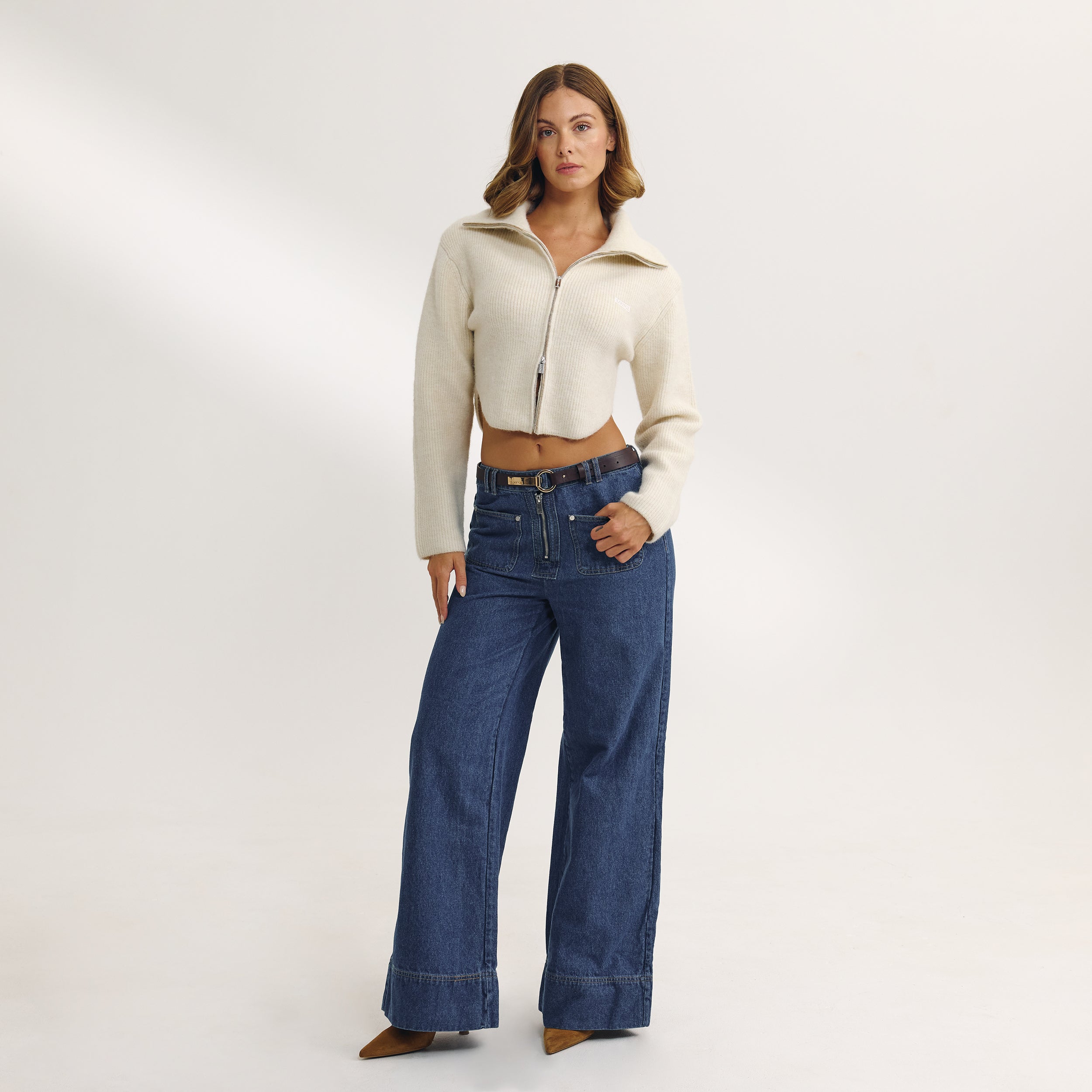 Strukturierte Strickjacke | Strukturierte Strickjacke - Crèmefarben