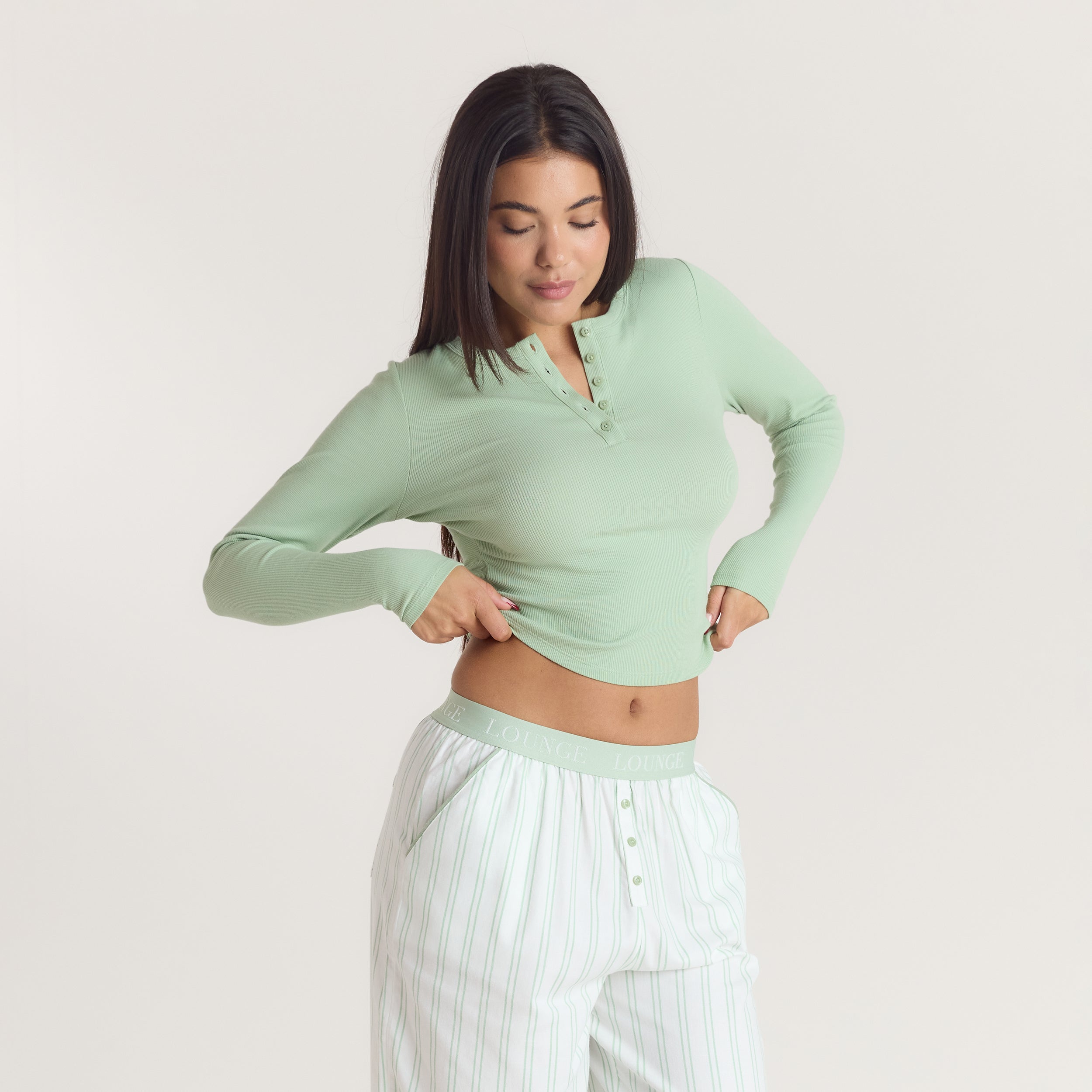 Mistletoe Henley Pyjamahemd | Mistletoe Henley Pyjamahemd - Salbei