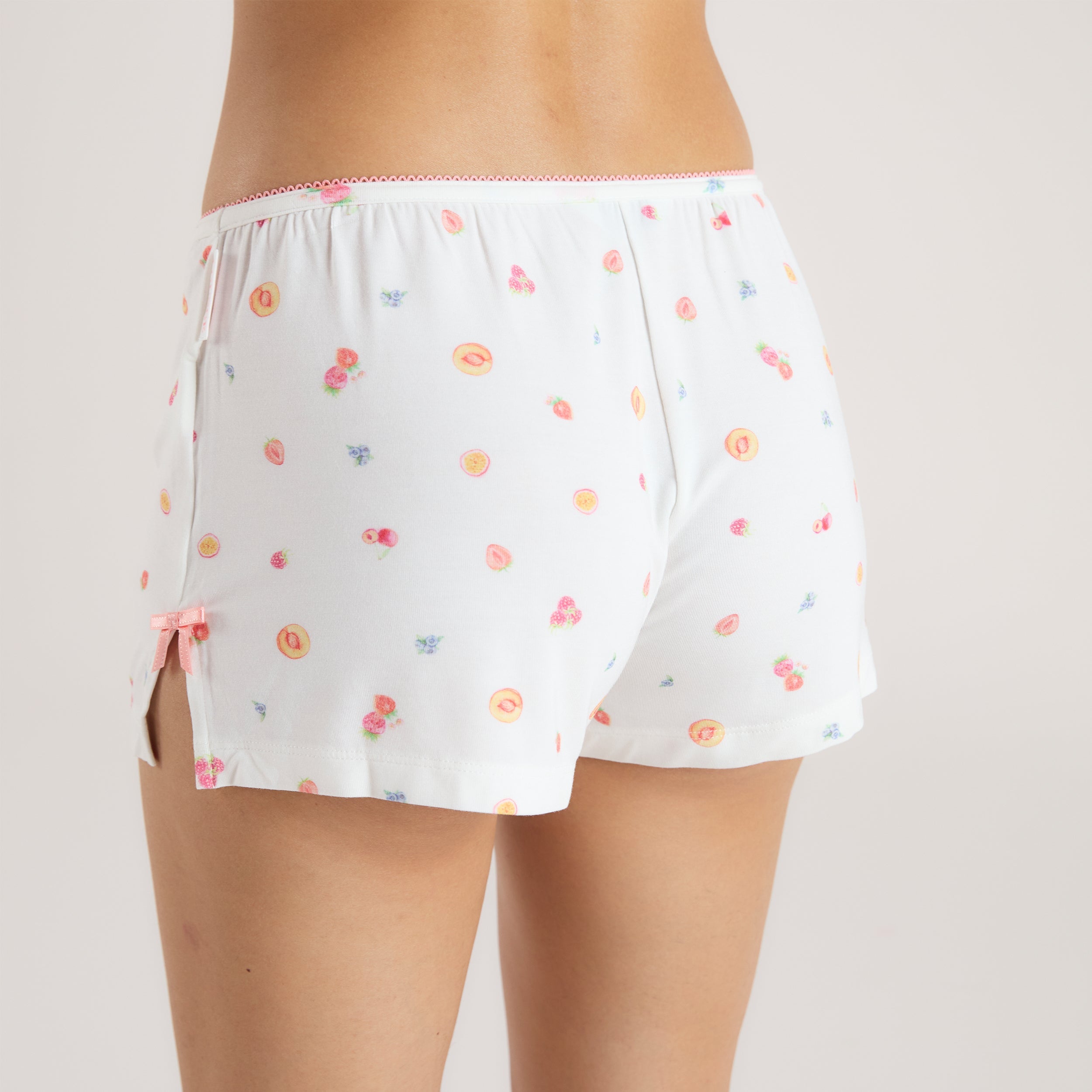 Modal Pyjama-Shorts | Modal Pyjama-Shorts - Weißes Obst