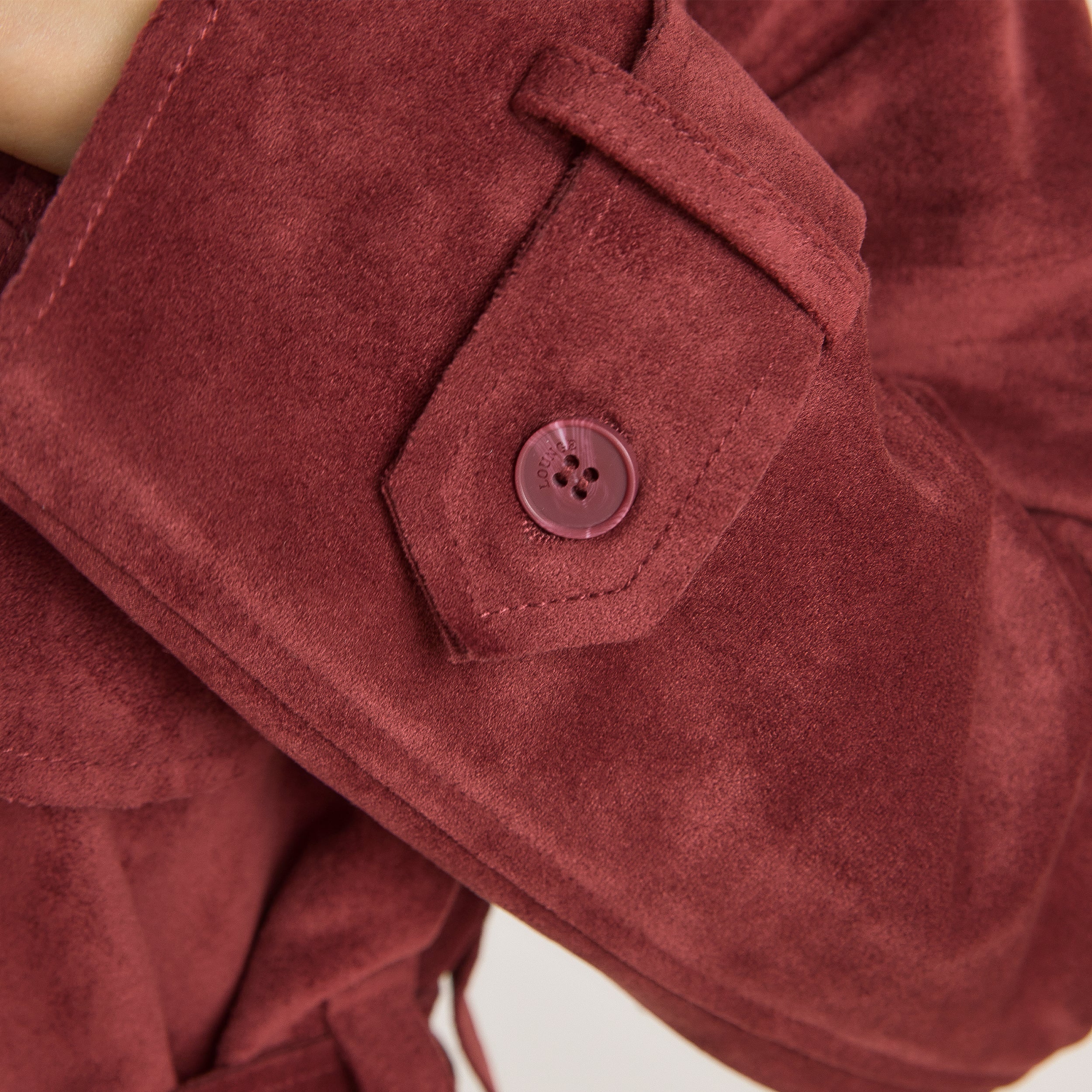 Veloursleder-Trenchcoat | Veloursleder-Trenchcoat - Burgunderrot