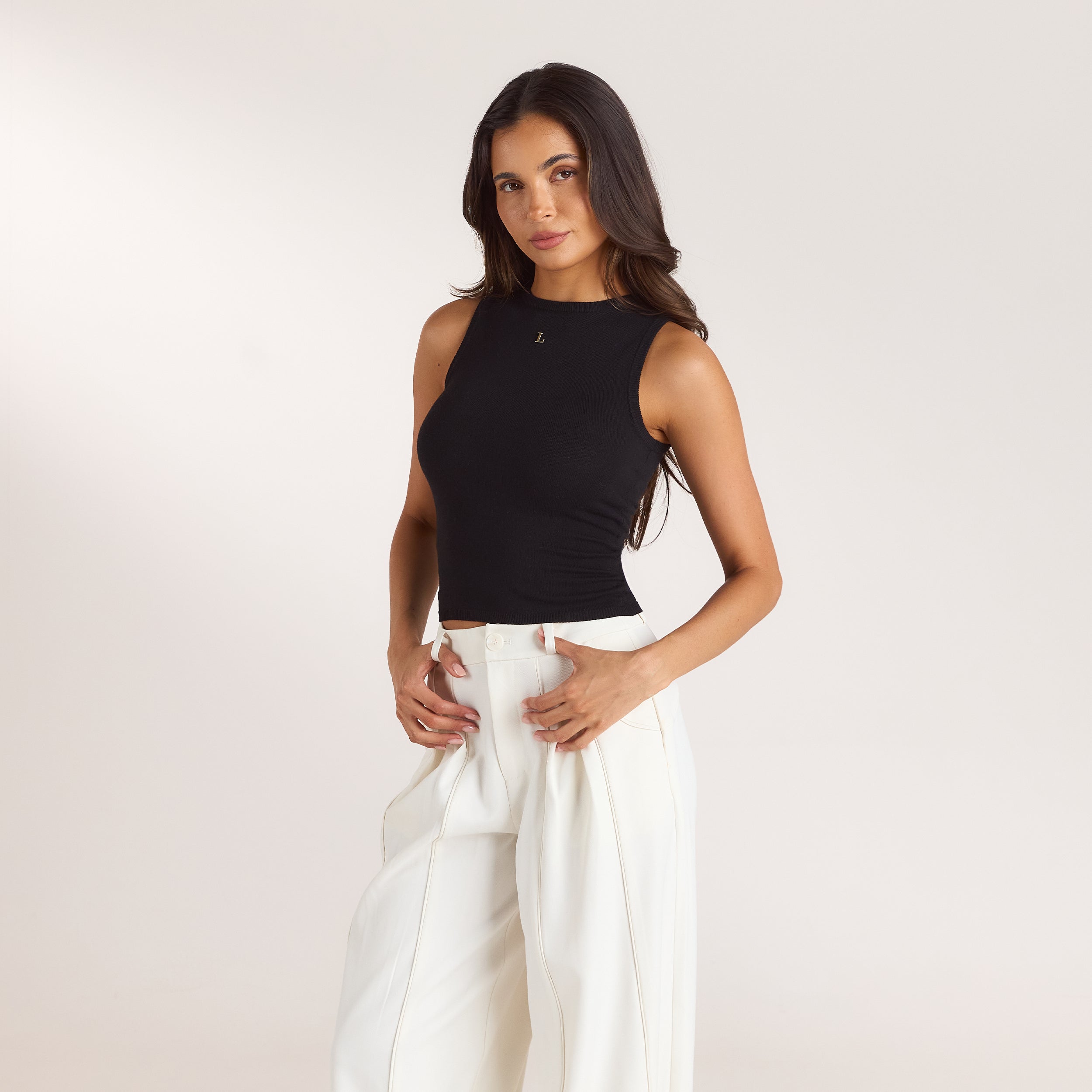 Strick-Vest Top | Strick-Vest Top - Schwarz