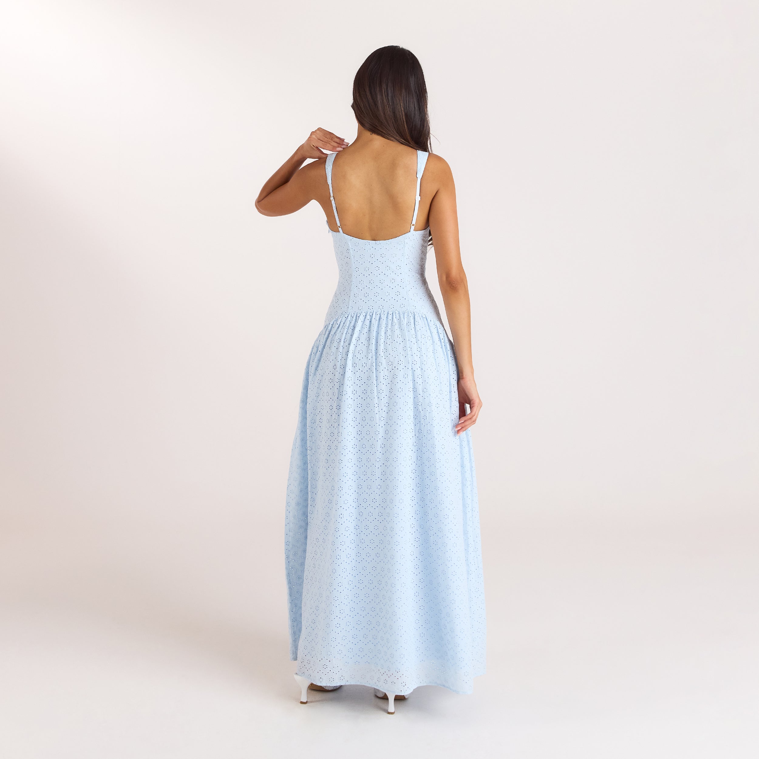 Broderie-Maxikleid | Broderie-Maxikleid - Blau