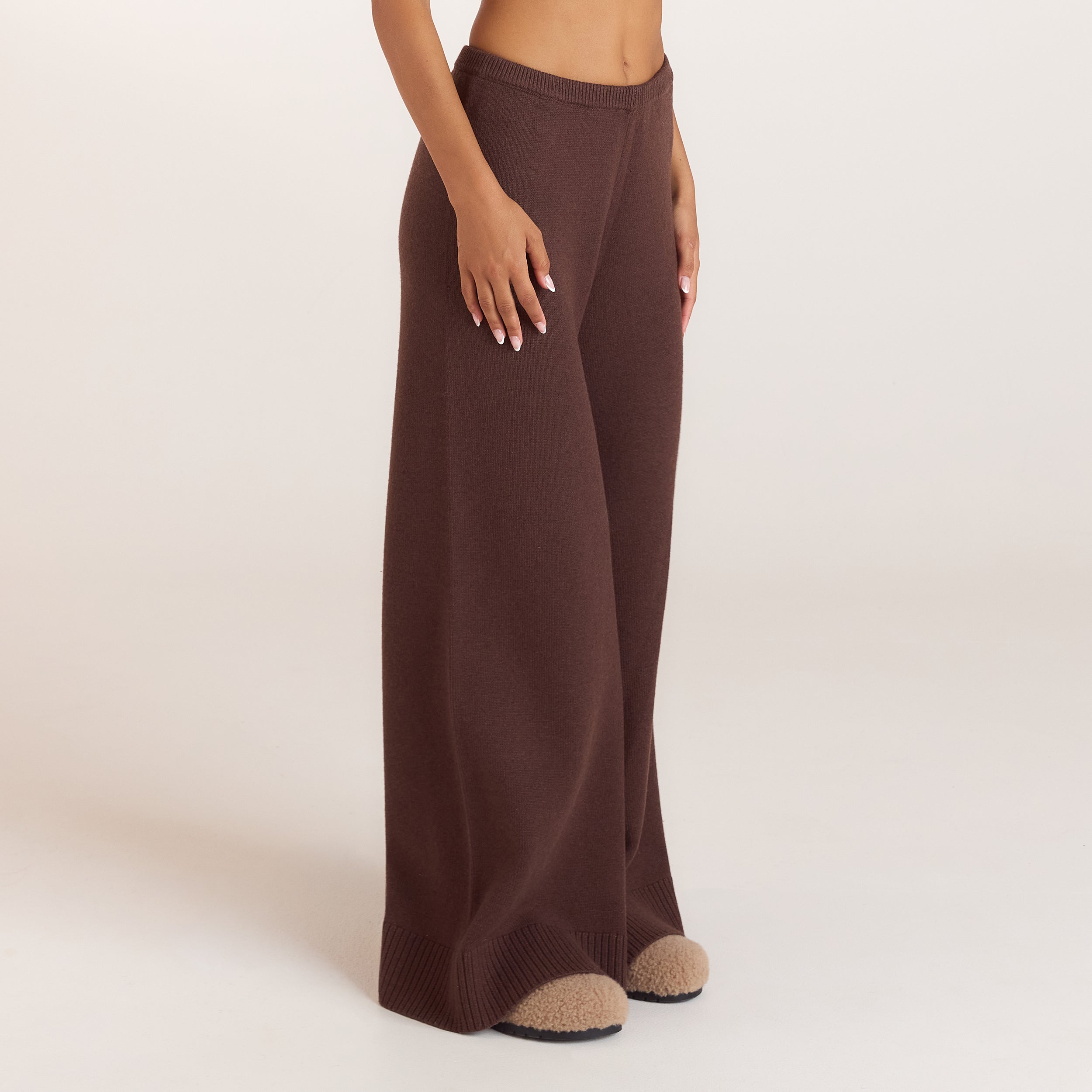 Strickhose mit weitem Bein | Strickhose mit weitem Bein - Schokolade